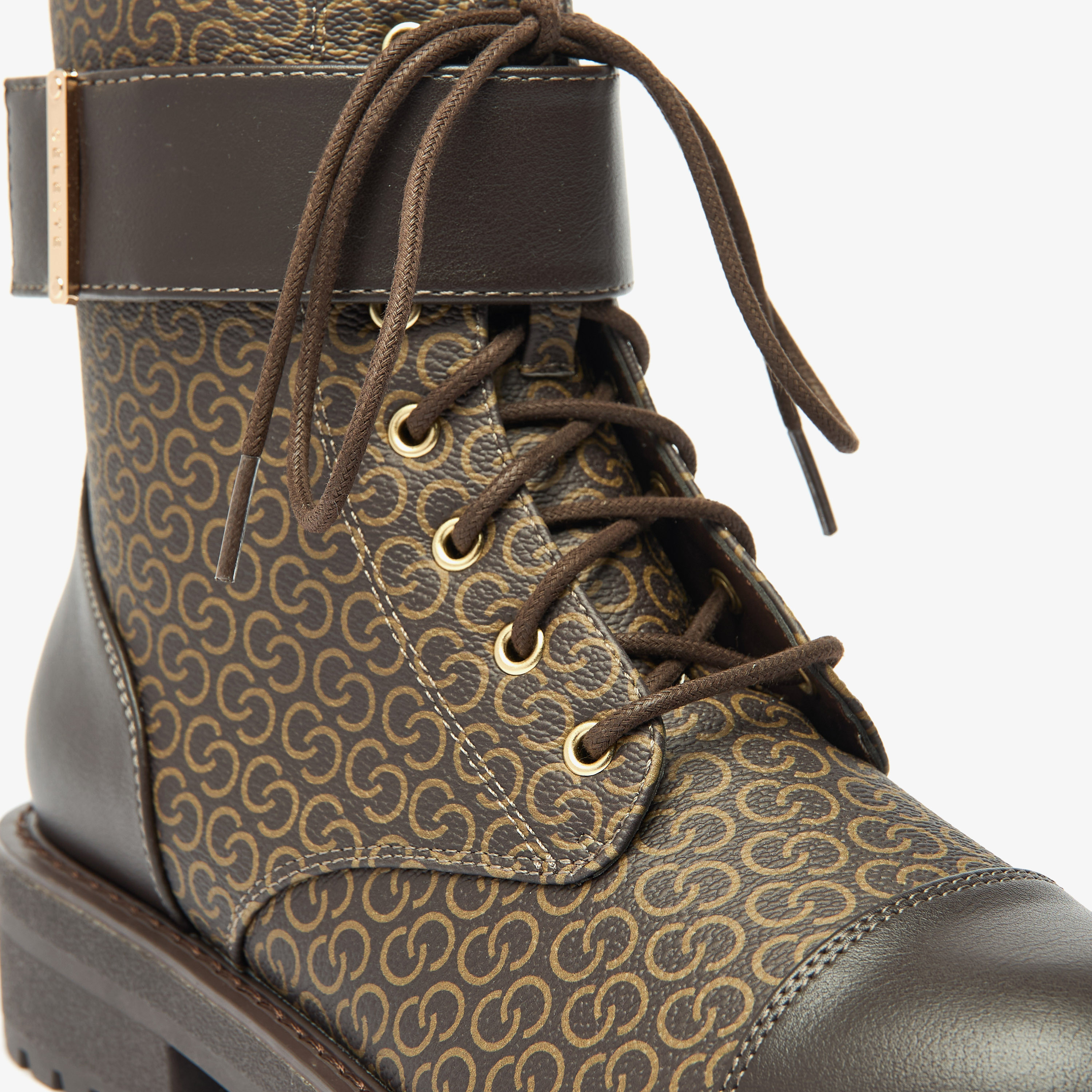 Celeste Women's Monogram Print Ankle Boots with Lace-Up Closure-women-shoes-boots-image-5