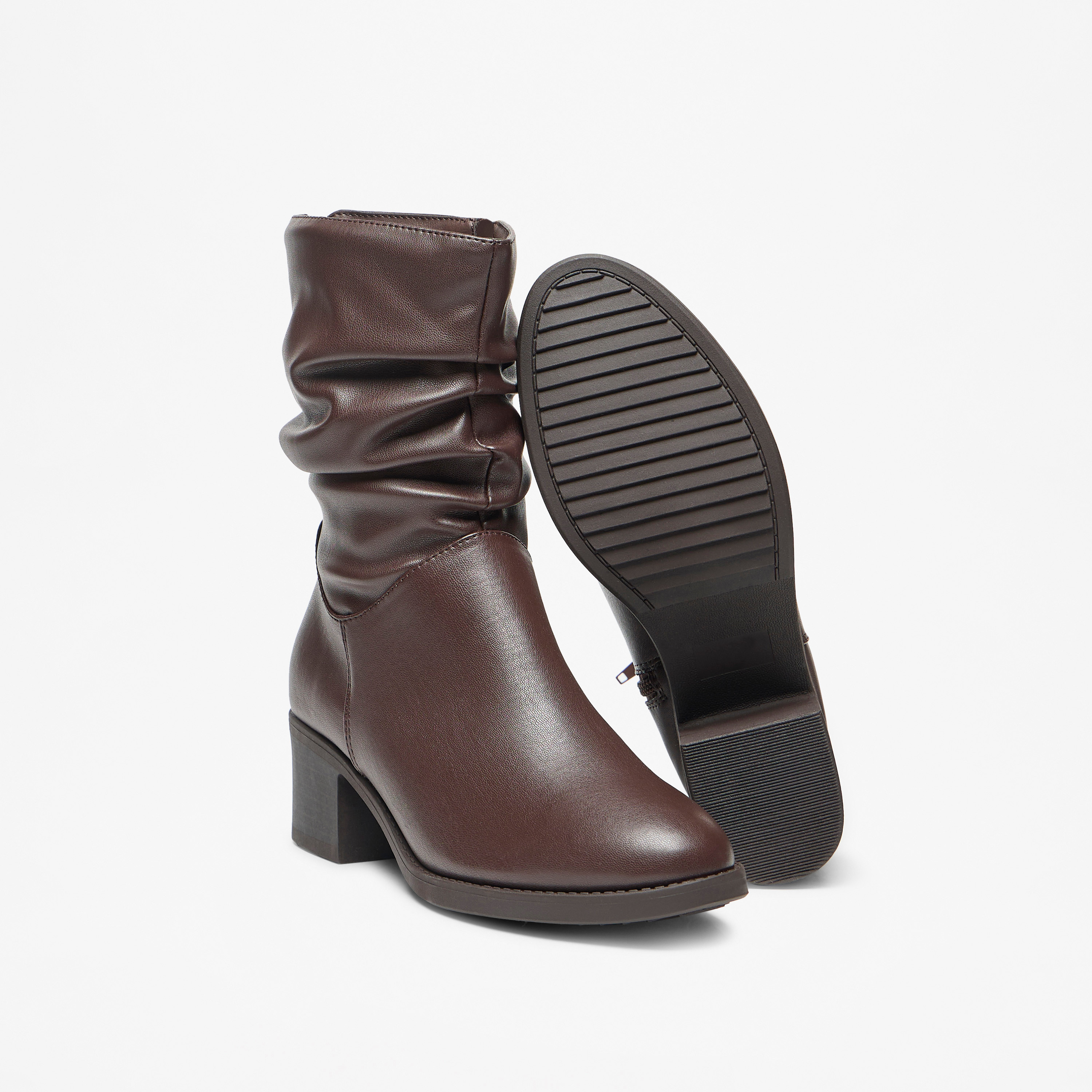 بوت واسع برقبة عالية وسحاب إغلاق وكعب سميك وكسرات للنساء من سيليست-women-shoes-boots-image-4