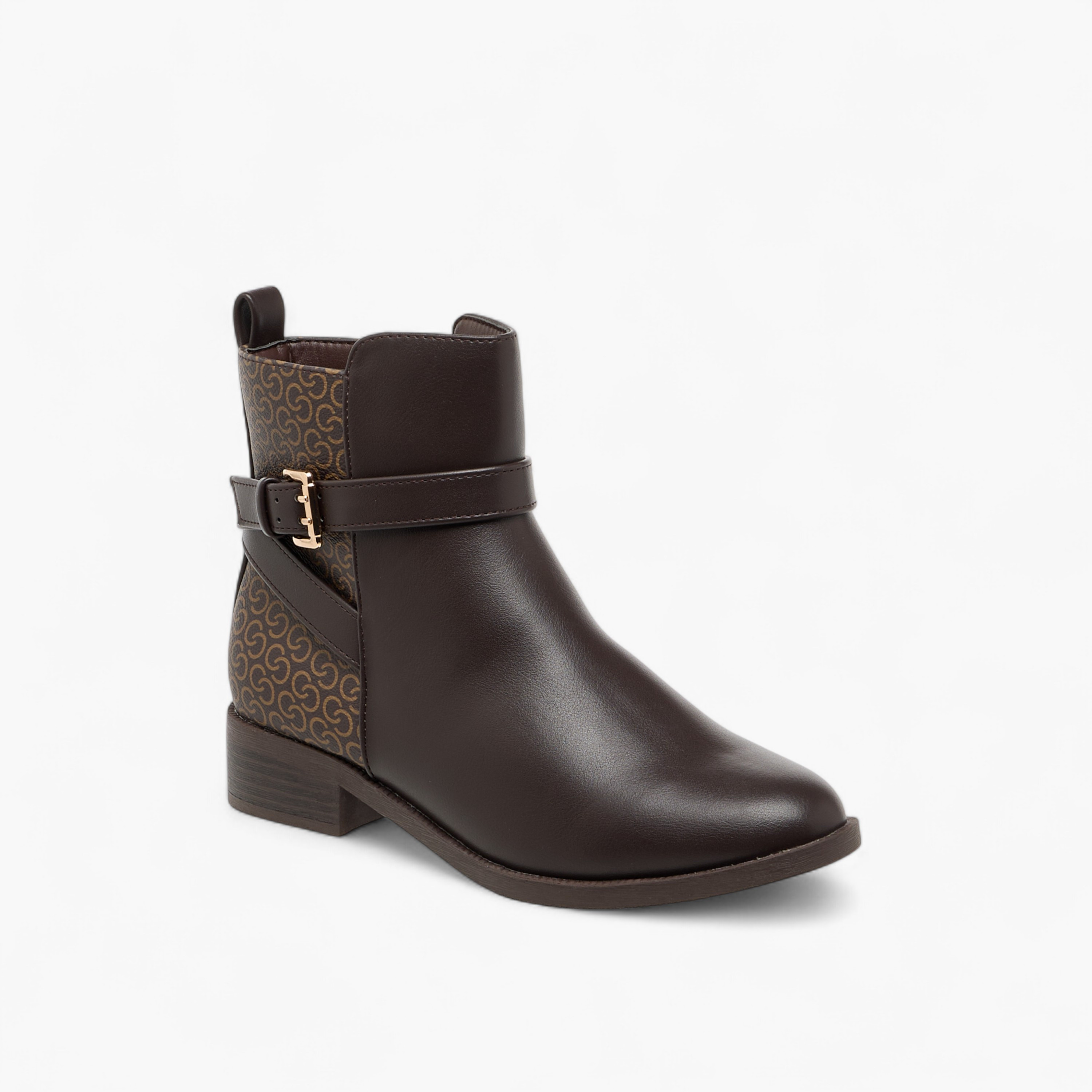 Celeste Women's Monogram Print Ankle Boots with Block Heels and Zip Closure-women-shoes-boots-image-3
