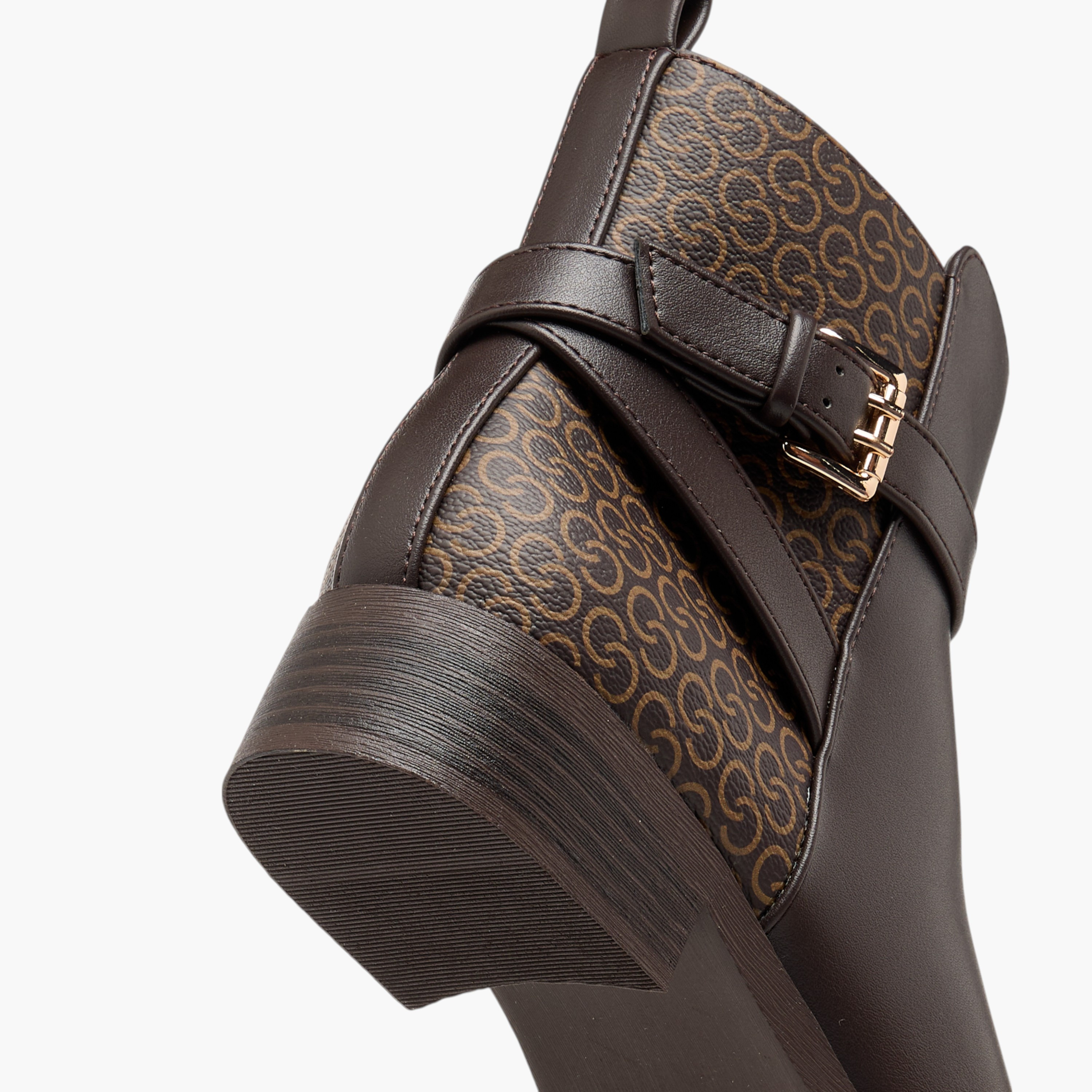 Celeste Women's Monogram Print Ankle Boots with Block Heels and Zip Closure-women-shoes-boots-image-5