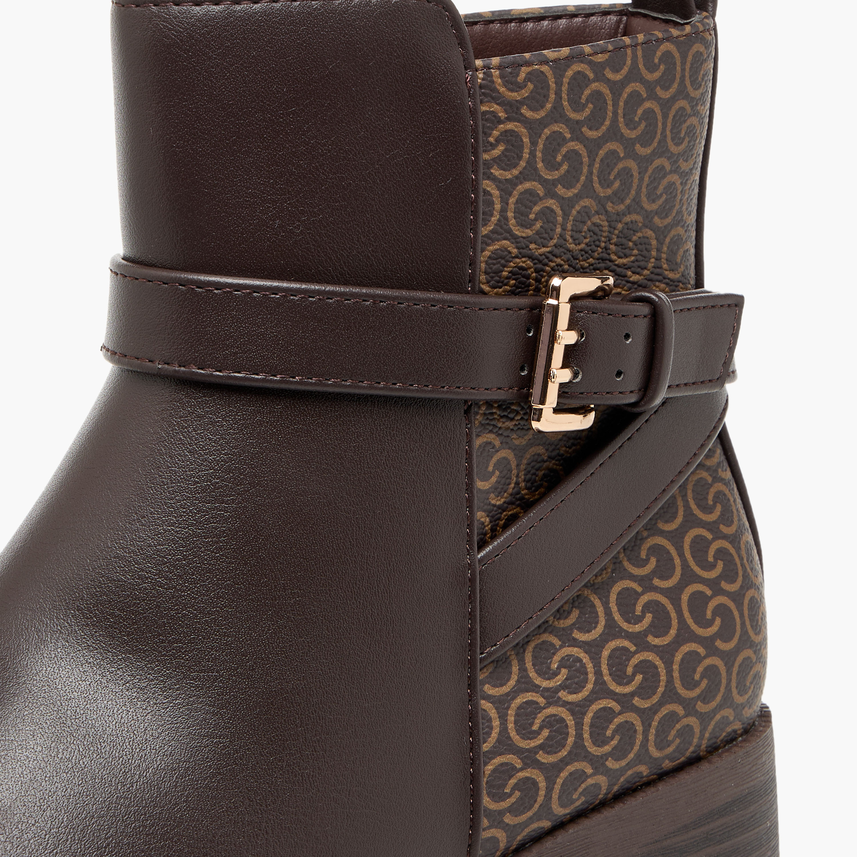 Celeste Women's Monogram Print Ankle Boots with Block Heels and Zip Closure-women-shoes-boots-image-6