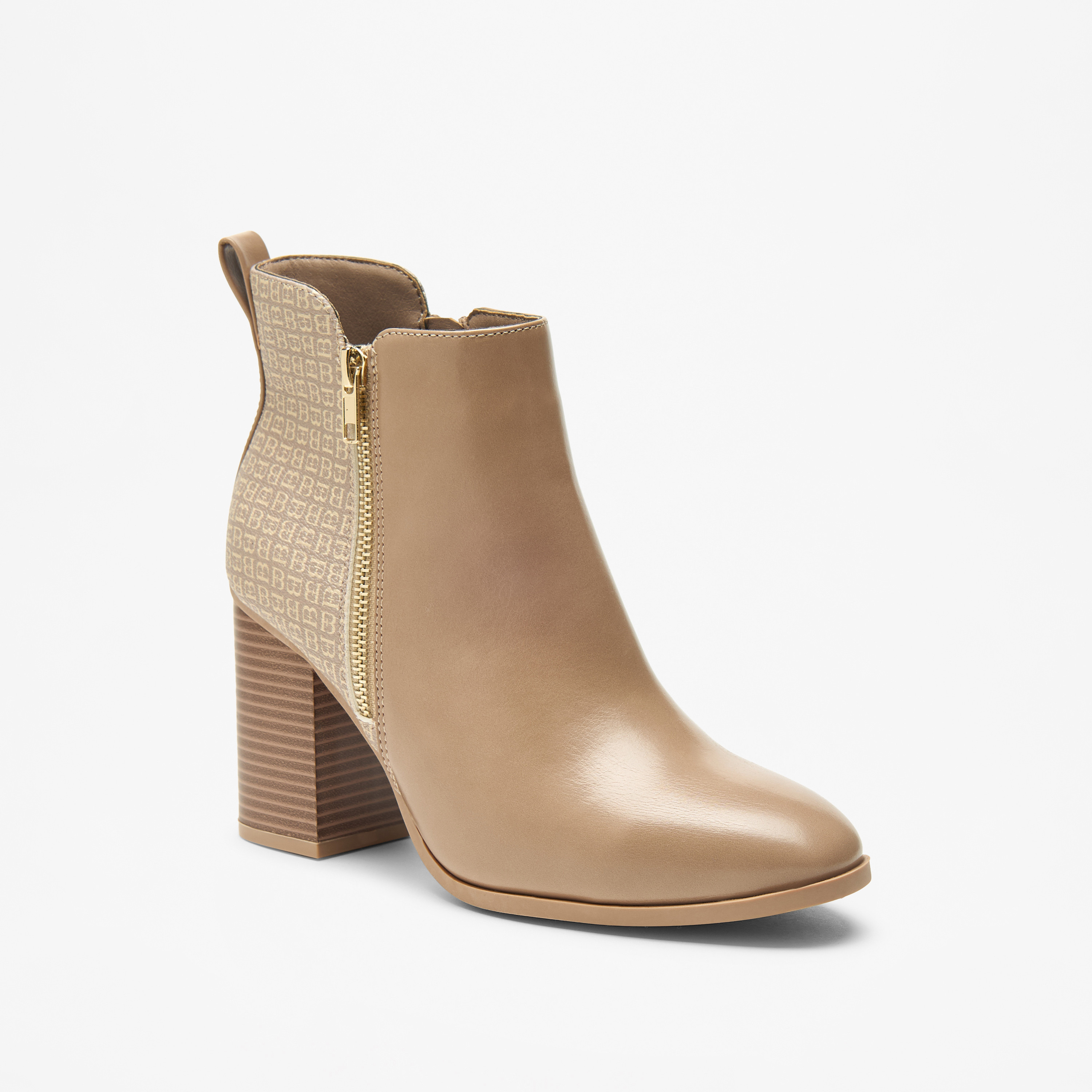 Flora Bella Logo Detail Ankle Boots with Block Heels and Zip Closure-women-shoes-boots-image-6