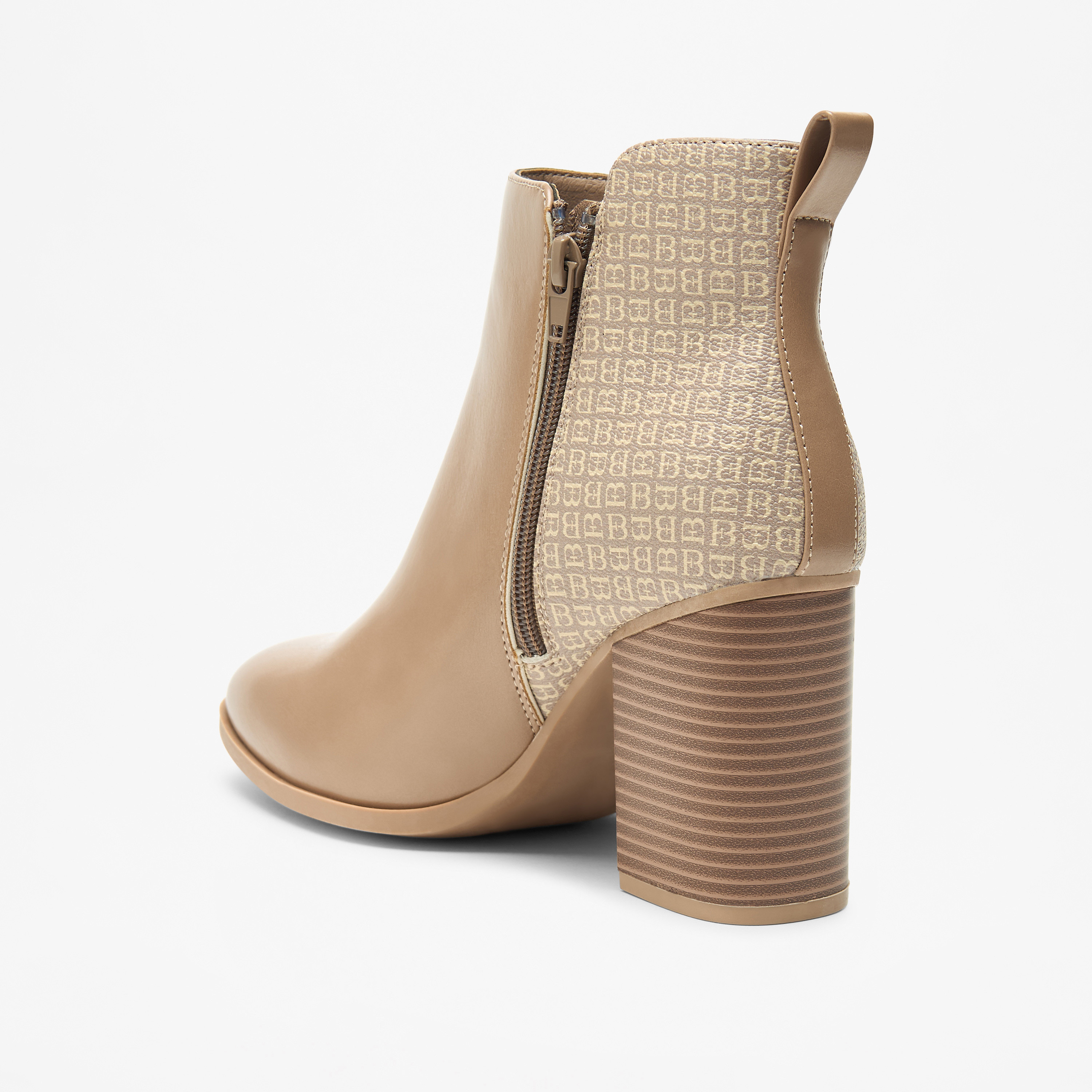 Flora Bella Logo Detail Ankle Boots with Block Heels and Zip Closure-women-shoes-boots-image-7