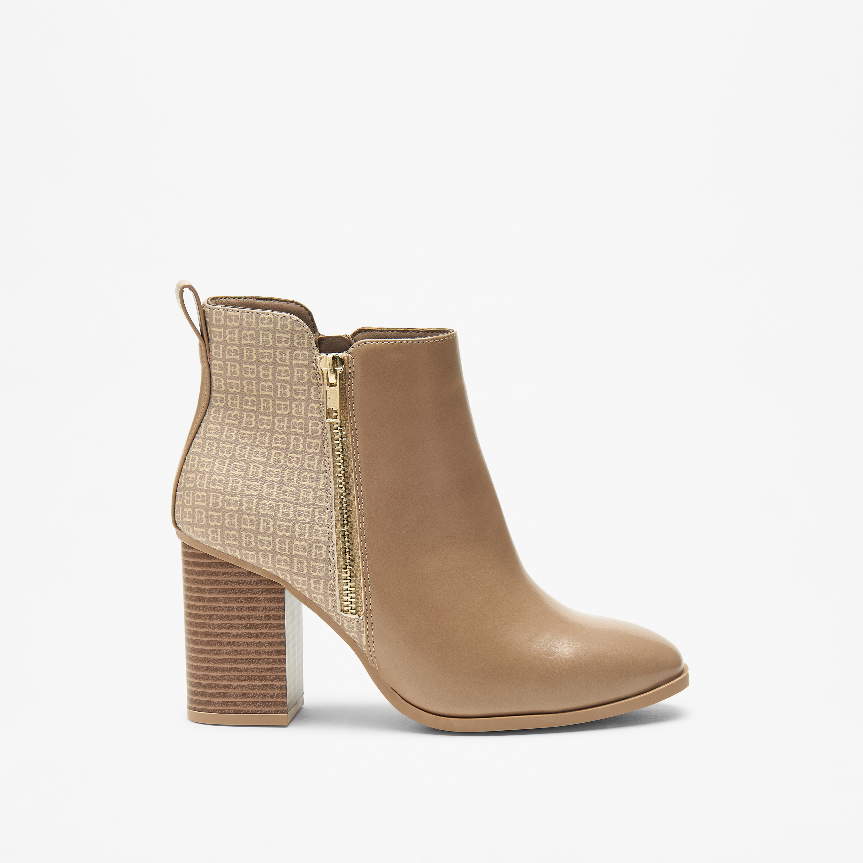Flora Bella Logo Detail Ankle Boots with Block Heels and Zip Closure-women-shoes-boots-image-8