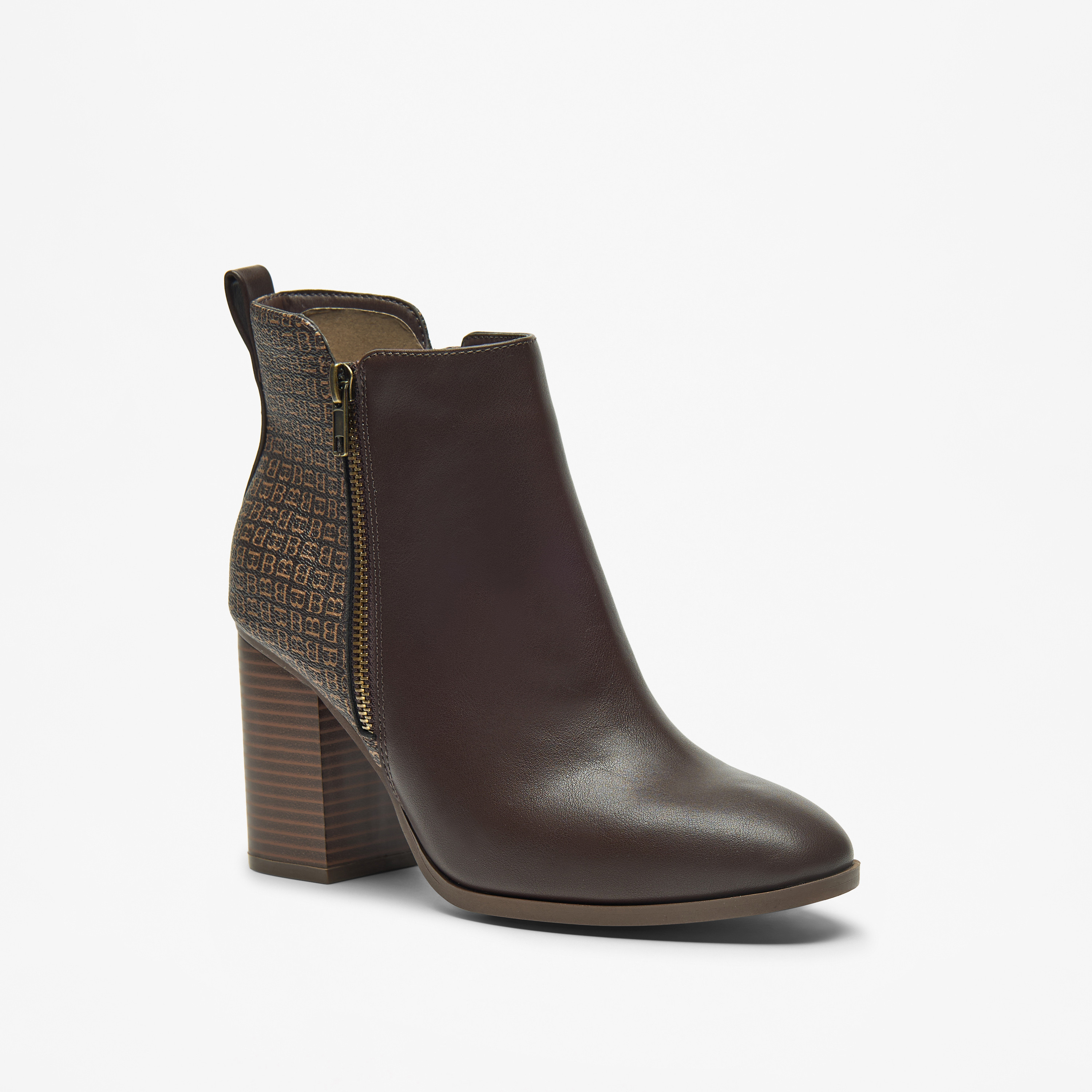 Flora Bella Logo Detail Ankle Boots with Block Heels and Zip Closure-women-shoes-boots-image-1