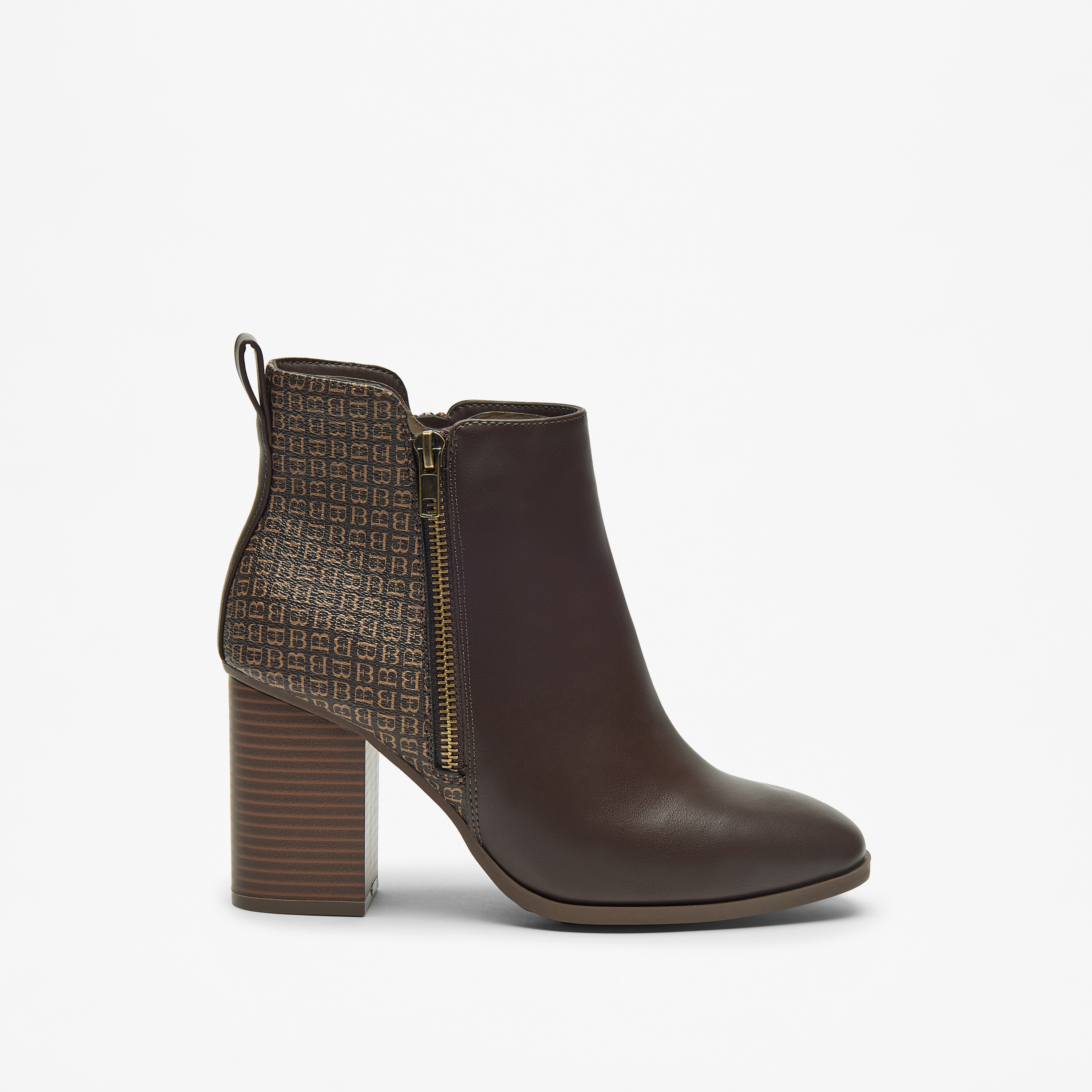Flora Bella Logo Detail Ankle Boots with Block Heels and Zip Closure-women-shoes-boots-image-2