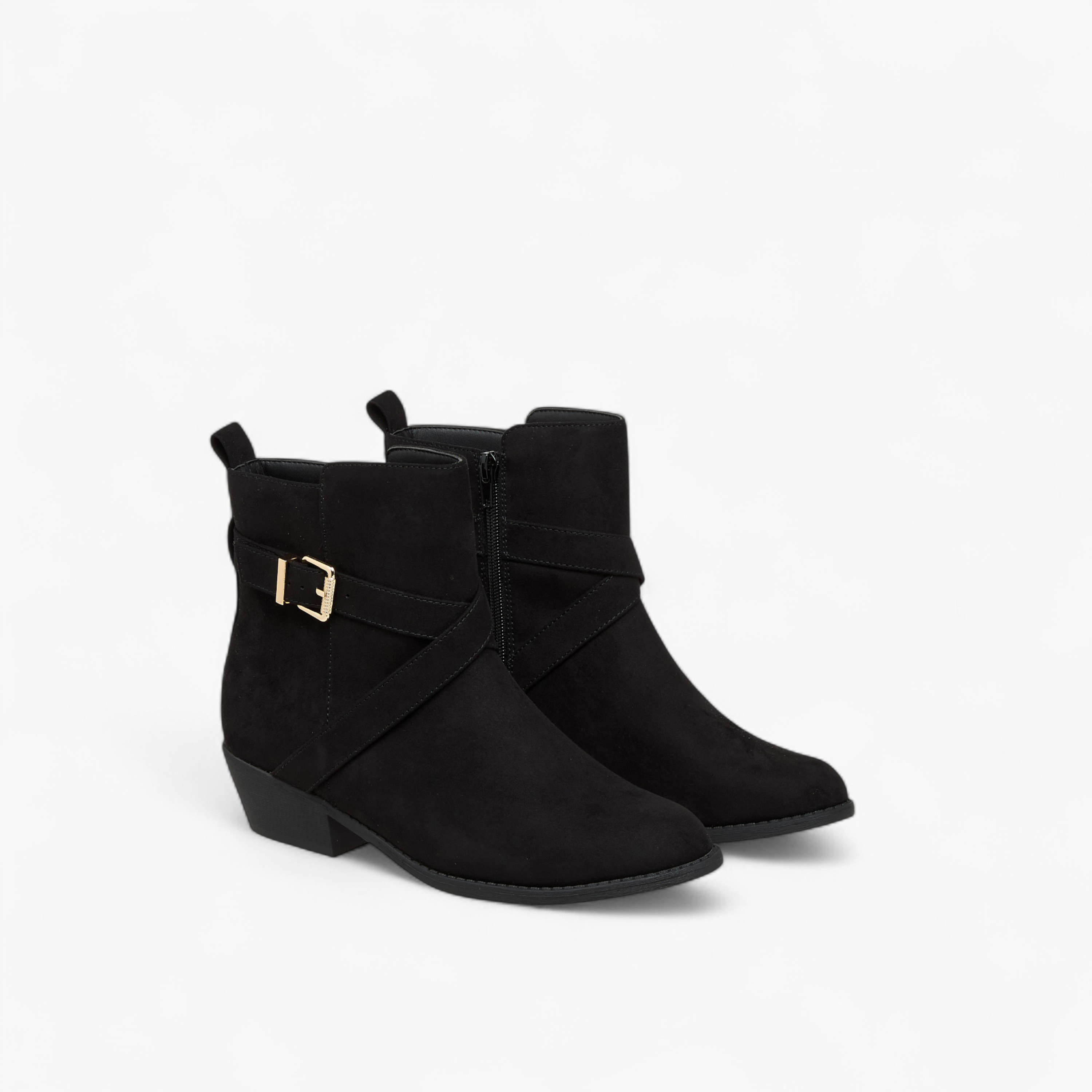 Flora Bella Solid Ankle Boots with Zip Closure-women-shoes-boots-image-1