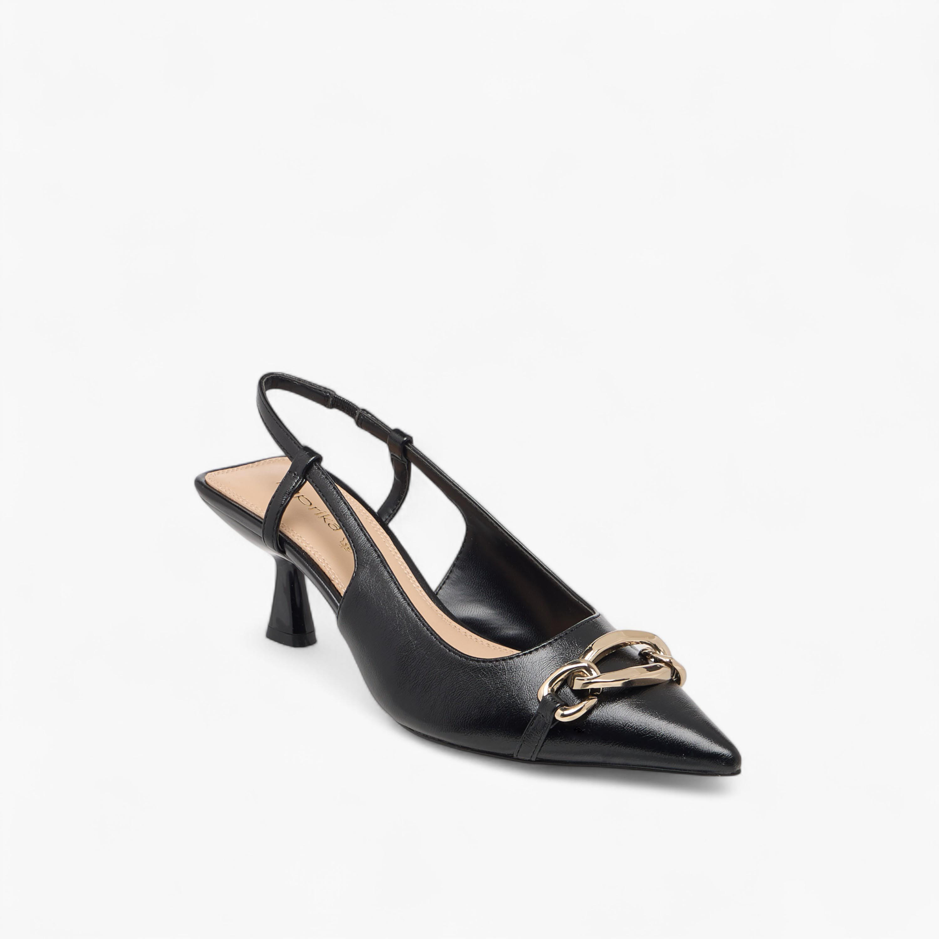 Paprika Metal Accent Slingback Shoes with Kitten Heels-women-shoes-heels-image-2