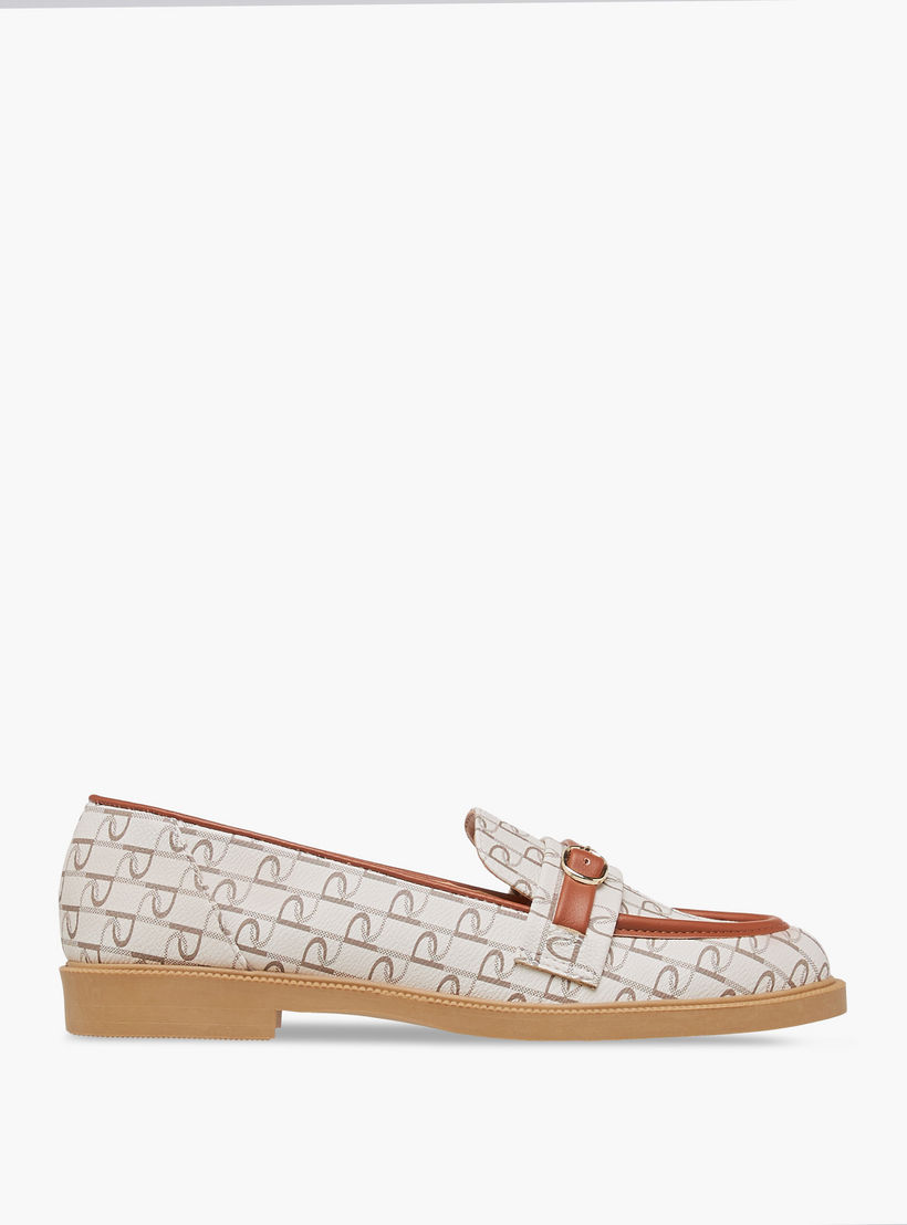 حذاء خفيف سهل الارتداء بطبعات مونوجرام وزينة إبزيم من بابريكا-women-shoes-loafersandmoccasins-image-3