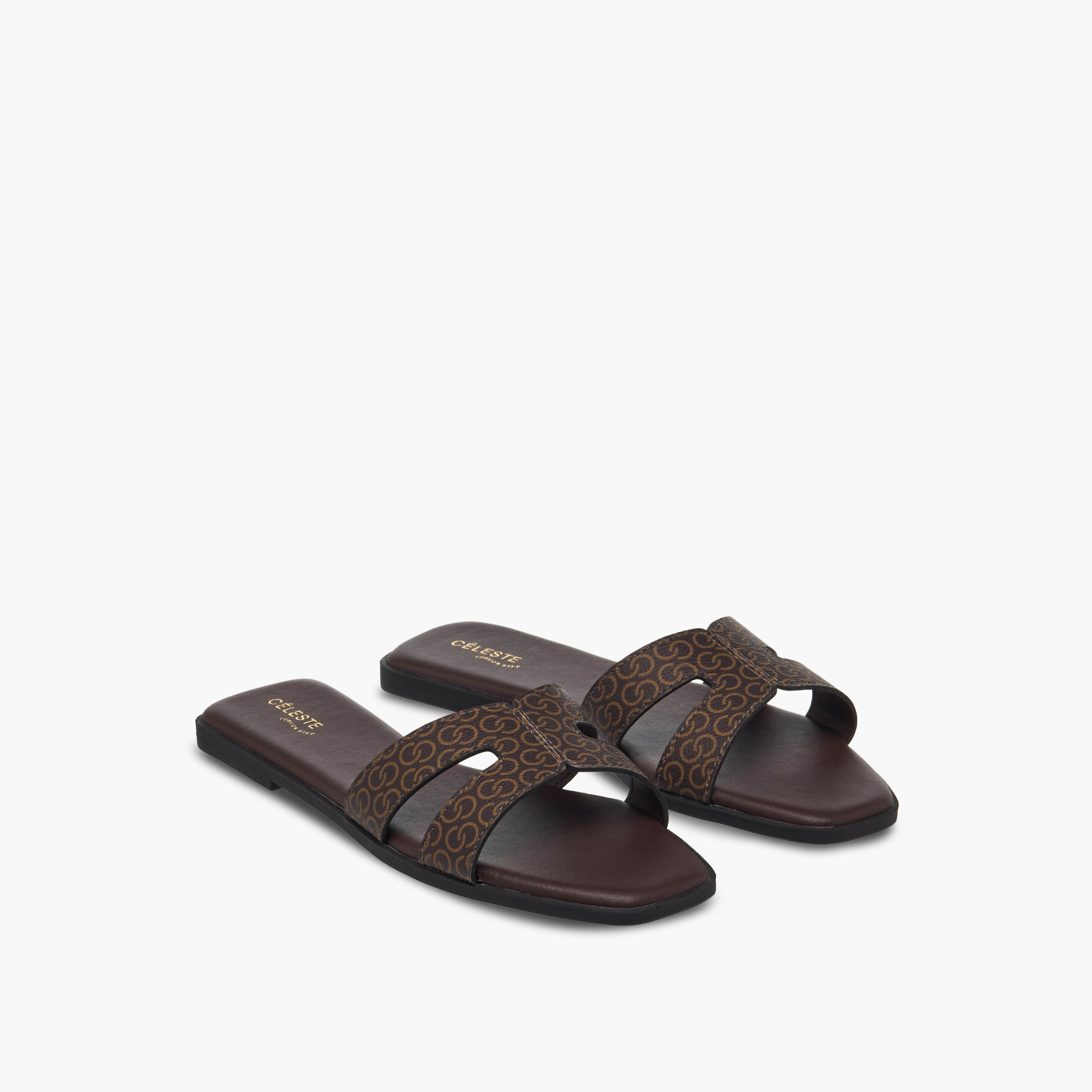 Celeste Women Monogram Print Flat Sandals-women-shoes-flats-sandals-image-1