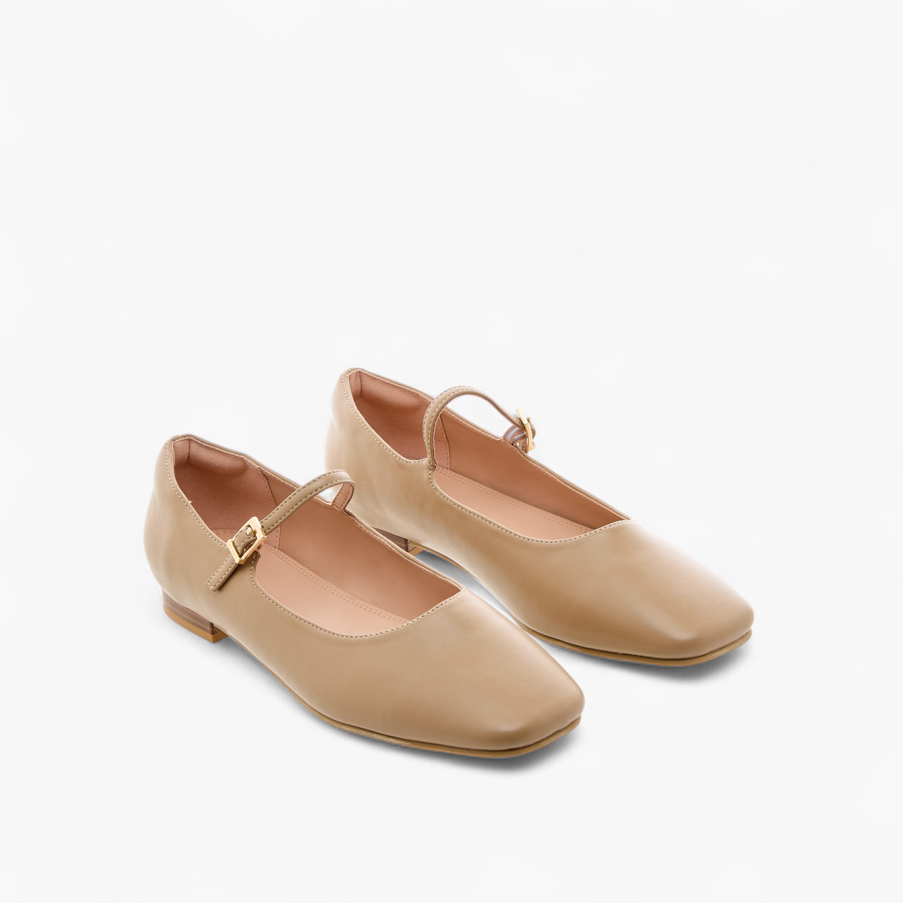 Celeste Women's Solid Square Toe Ballerina Shoes with Buckle Closure-women-shoes-ballerinas-image-1