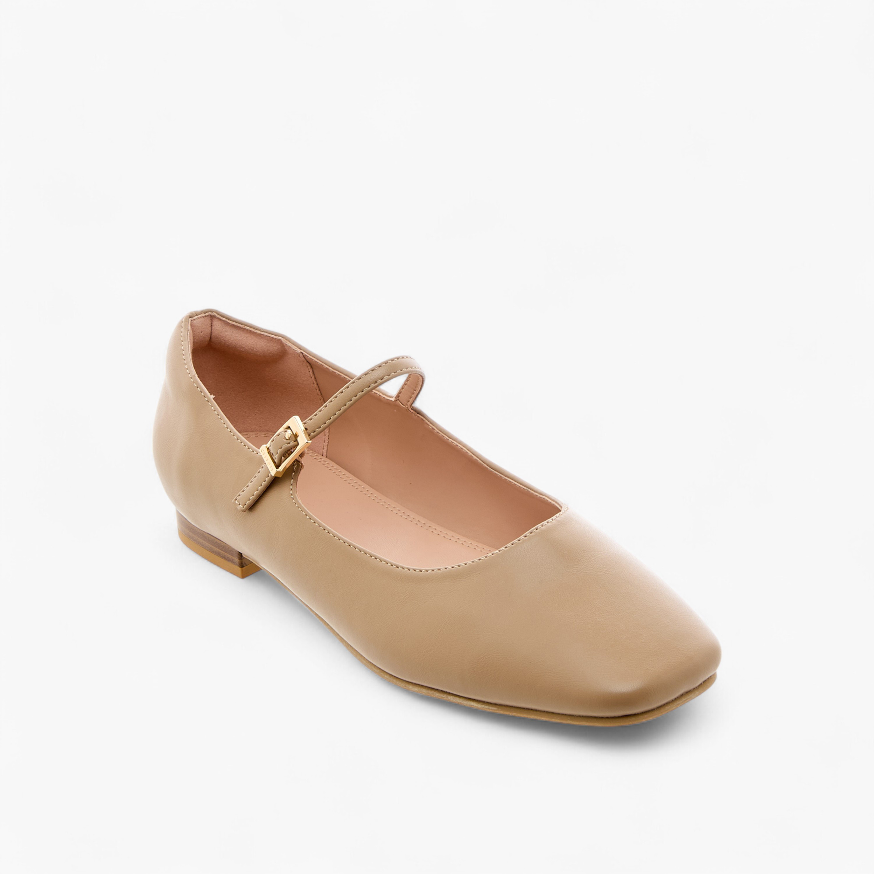 Celeste Women's Solid Square Toe Ballerina Shoes with Buckle Closure-women-shoes-ballerinas-image-2