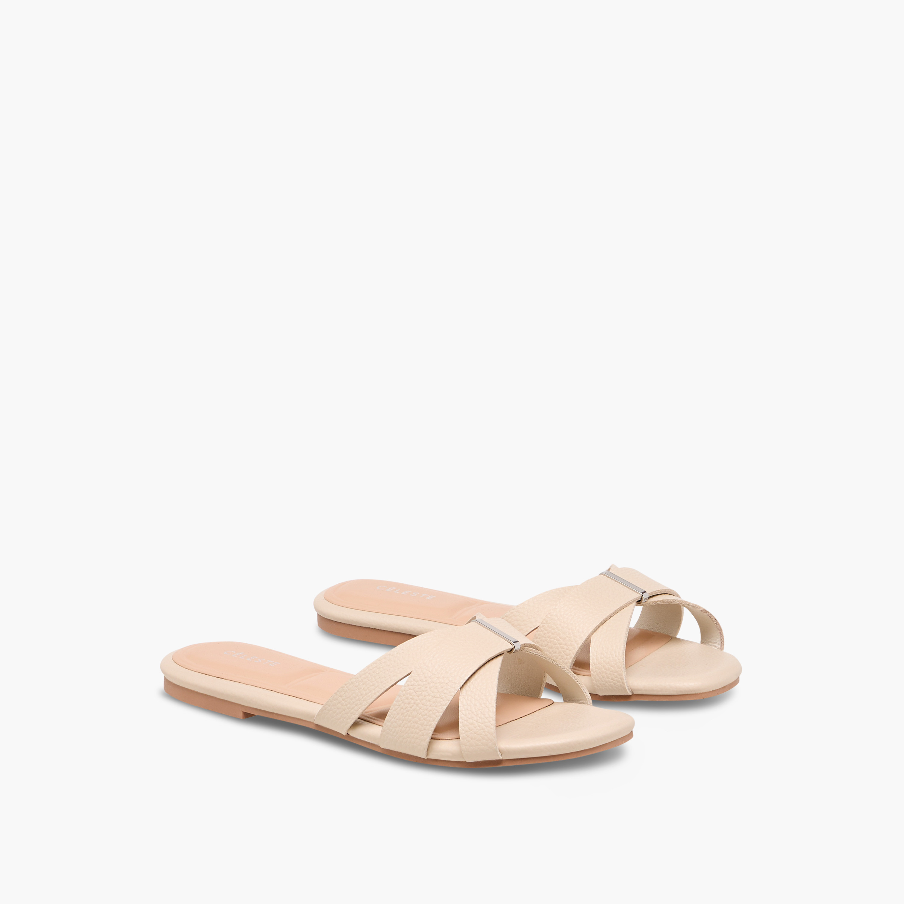 صندل سادة سهل الارتداء بأحزمة متقاطعة للنساء من سيليست-women-shoes-flats-sandals-image-1