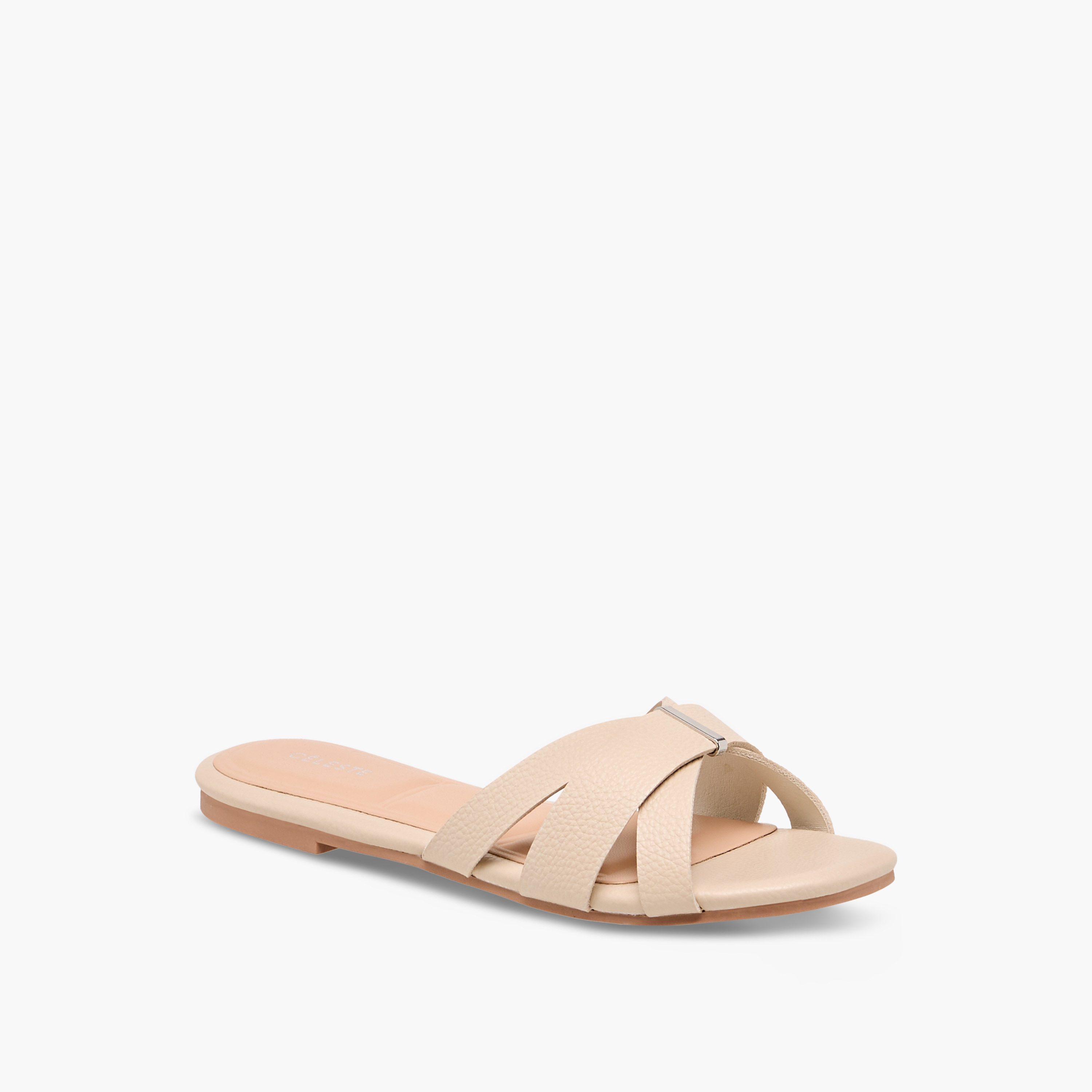 صندل سادة سهل الارتداء بأحزمة متقاطعة للنساء من سيليست-women-shoes-flats-sandals-image-2