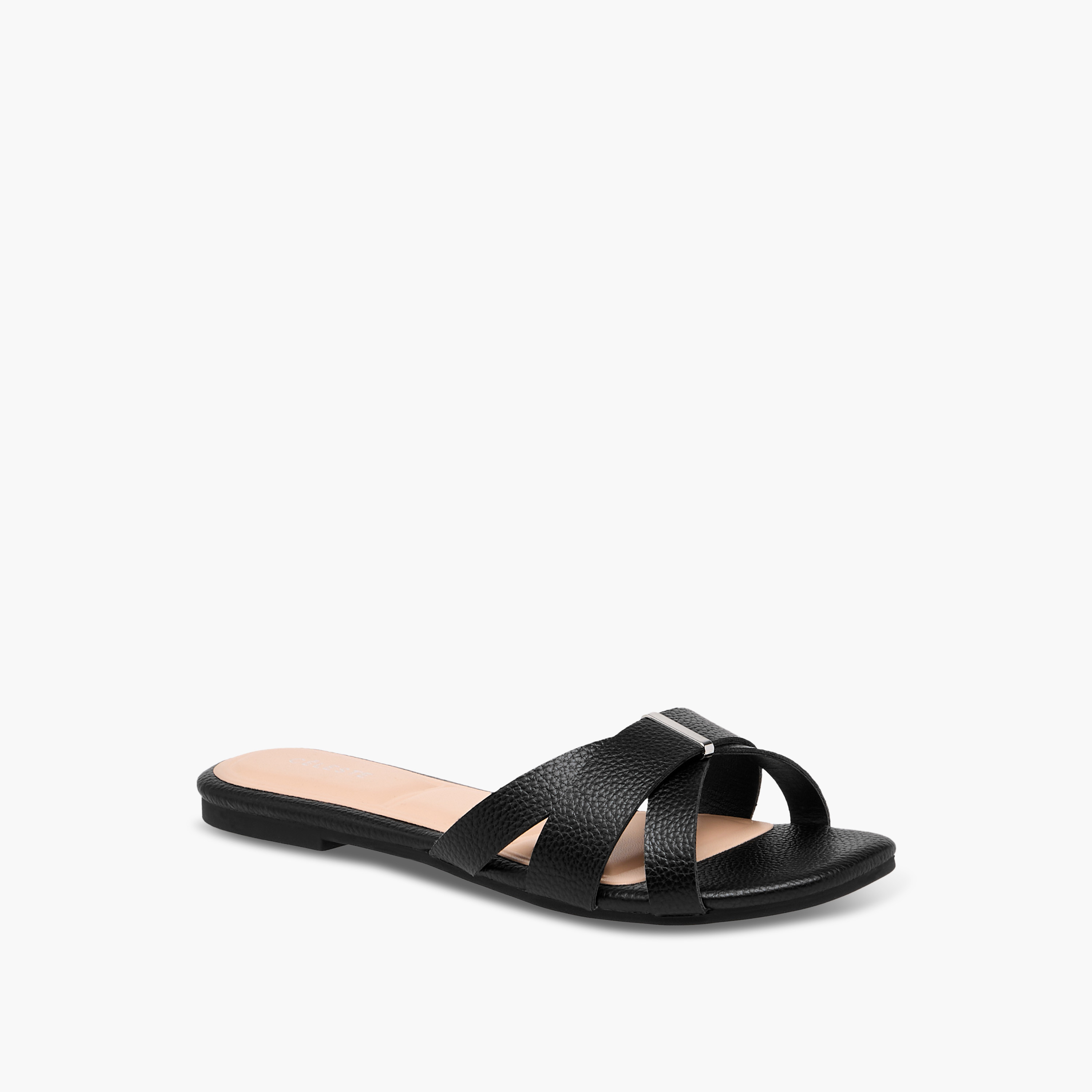 Celeste Women's Solid Slip-On Cross Strap Sandals-women-shoes-flats-sandals-image-2