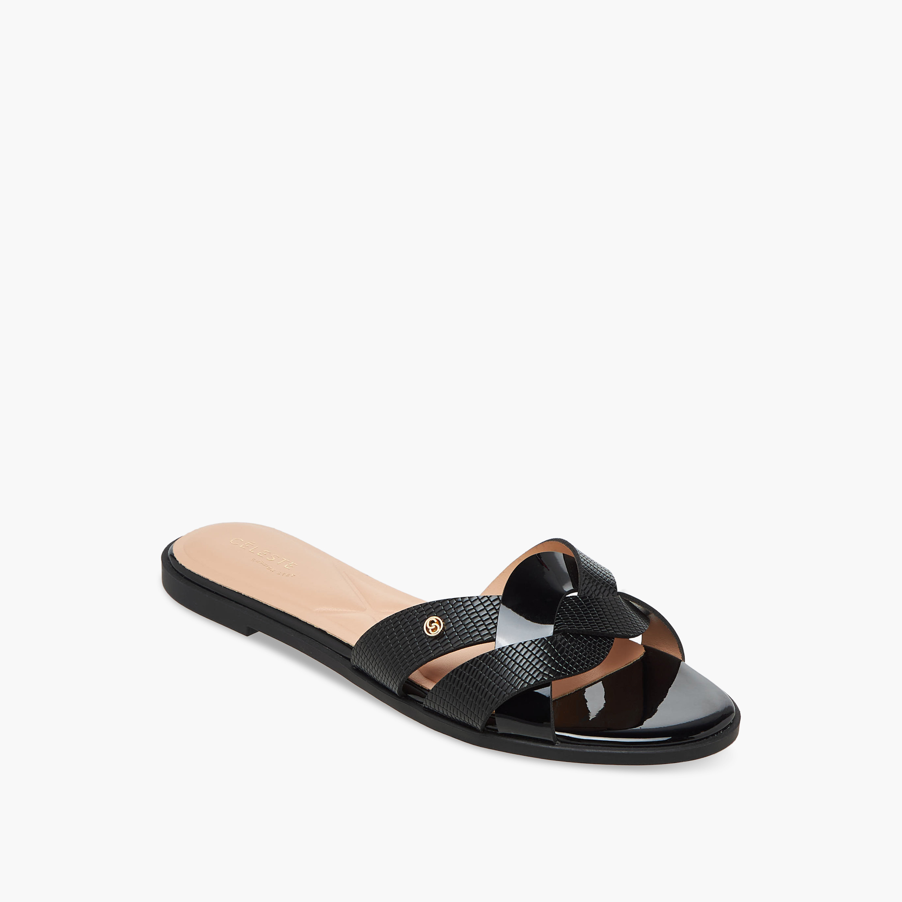 Celeste Women Textured Knot Slide Sandals-women-shoes-flats-sandals-image-2