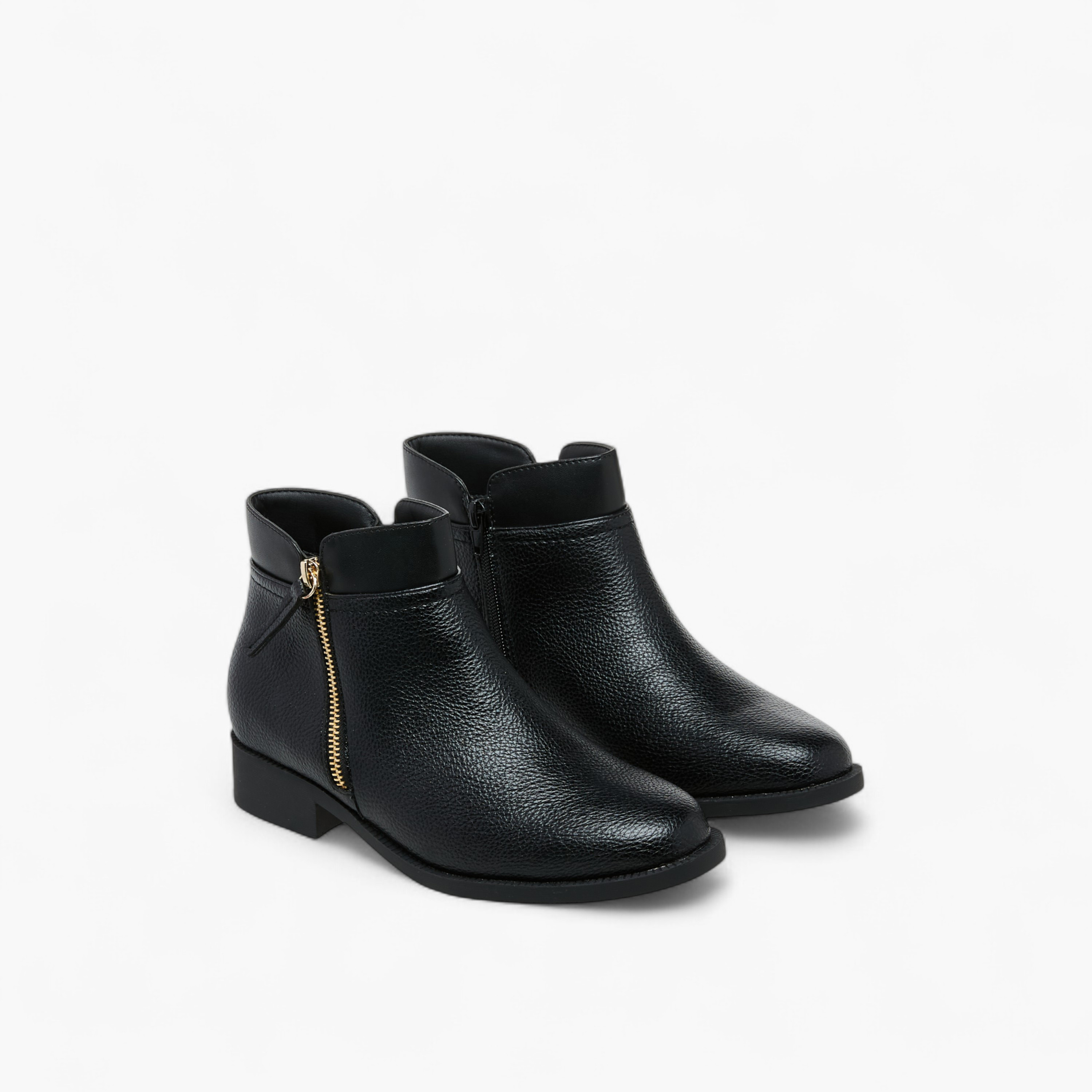 Flora Bella Solid Ankle Boots with Zip Closure-women-shoes-boots-image-1