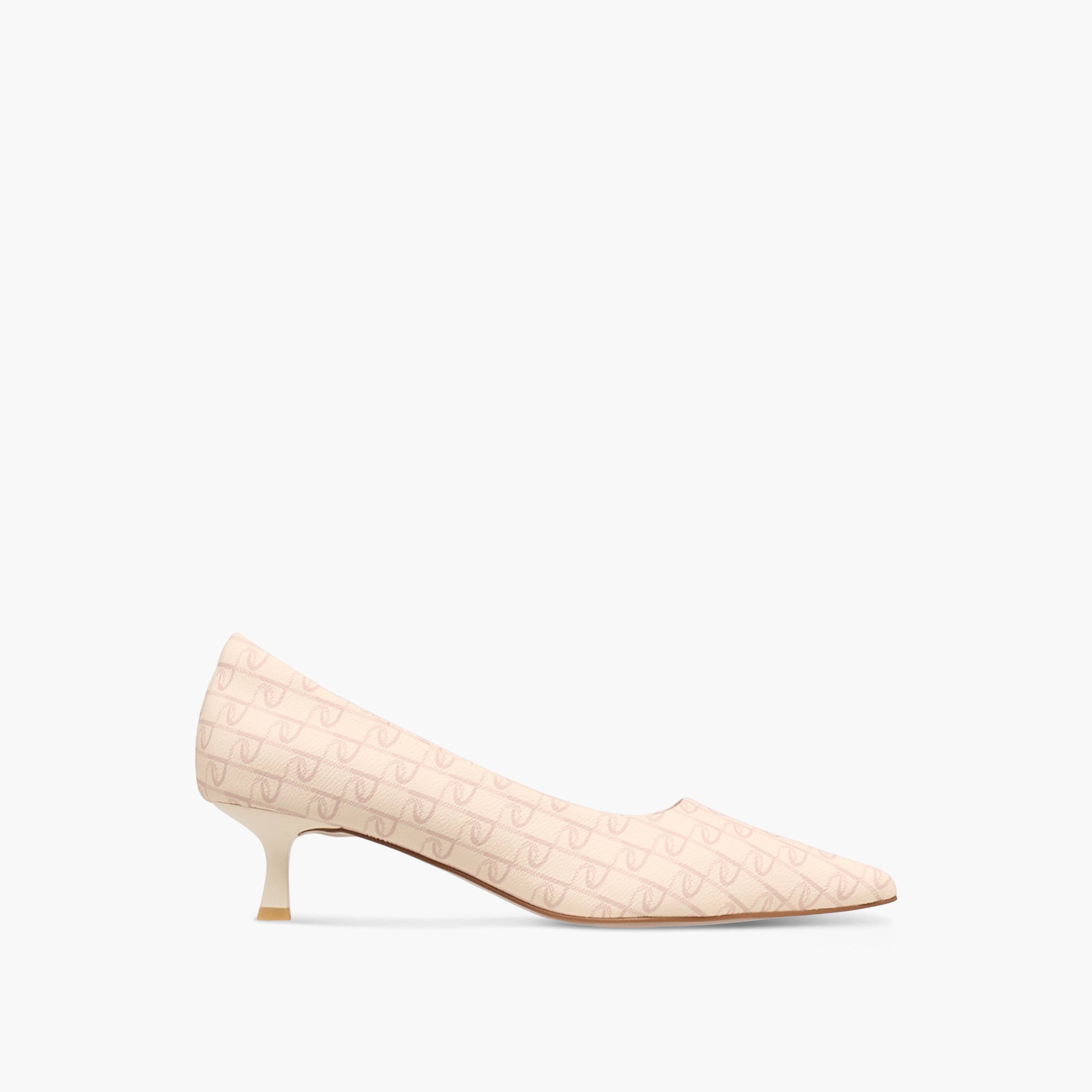 Paprika Monogram Print Pointed Toe Slip-On Pumps with Kitten Heels-women-shoes-sandals-heeled-image-3