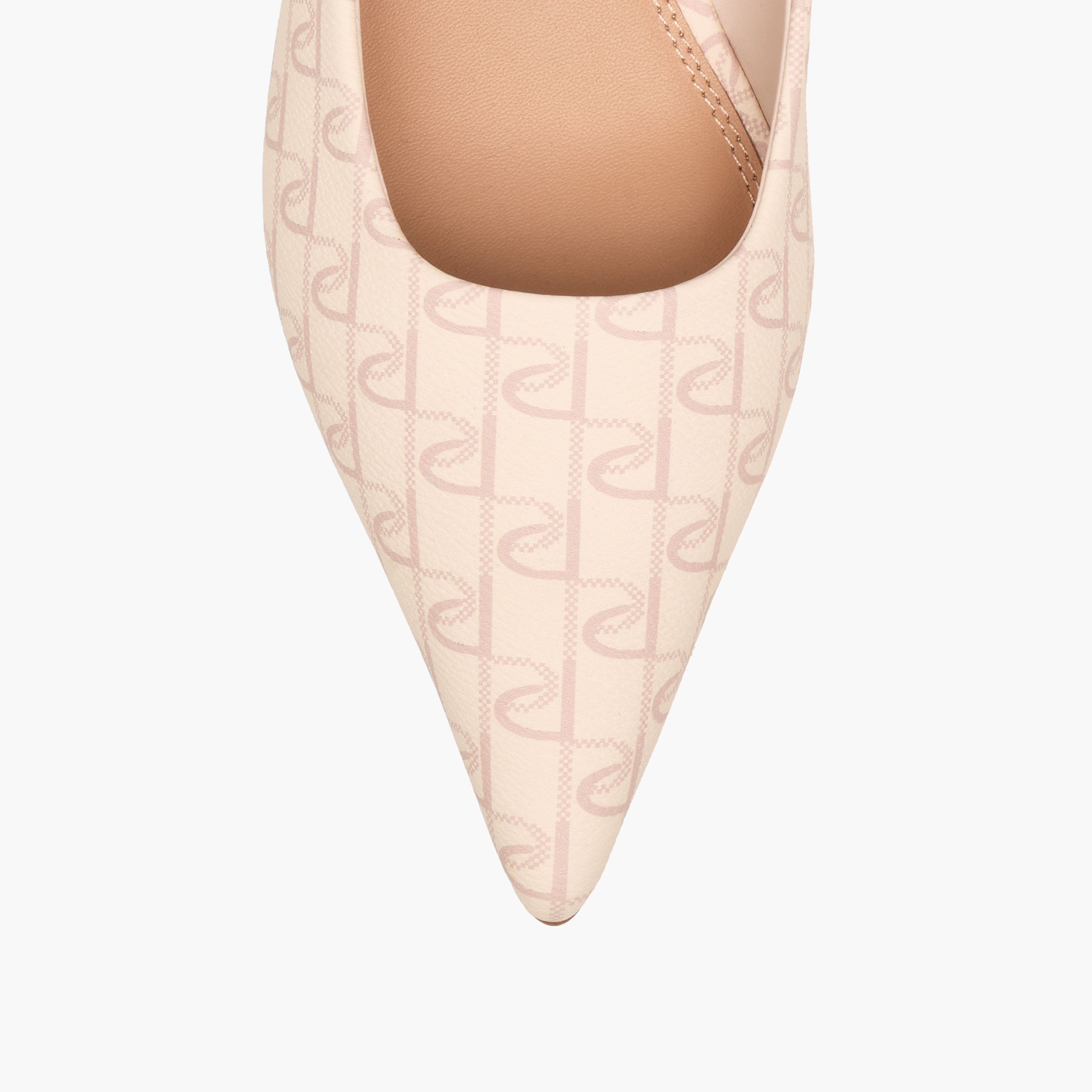 Paprika Monogram Print Pointed Toe Slip-On Pumps with Kitten Heels-women-shoes-sandals-heeled-image-4