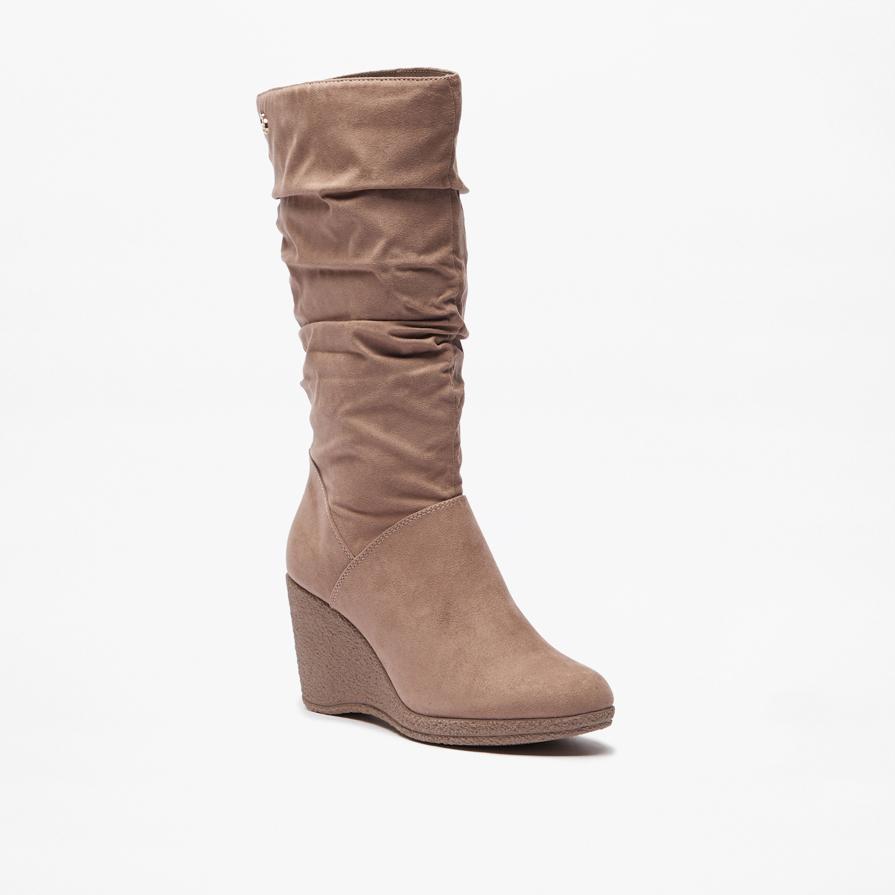 Skechers ruched suede wedge boots sale