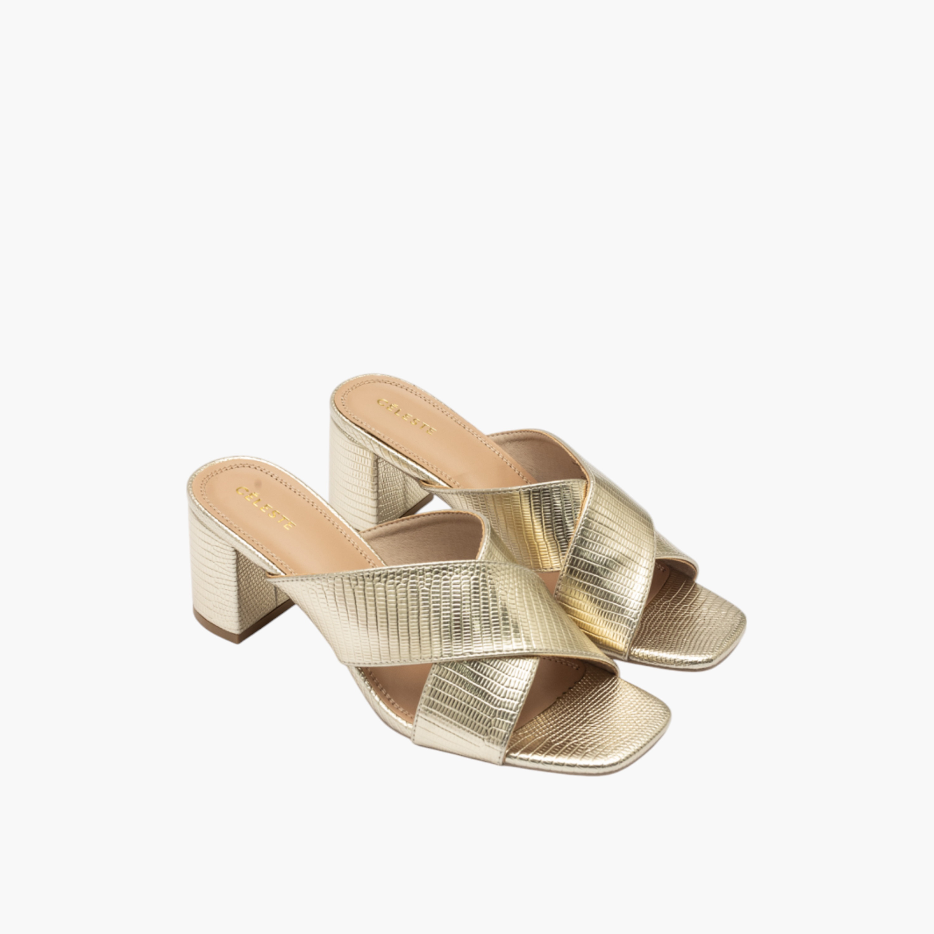 صندل بارز الملمس سهل الارتداء بحزام متقاطع وكعب عريض للنساء من سيليست-women-shoes-sandals-heeled-image-1