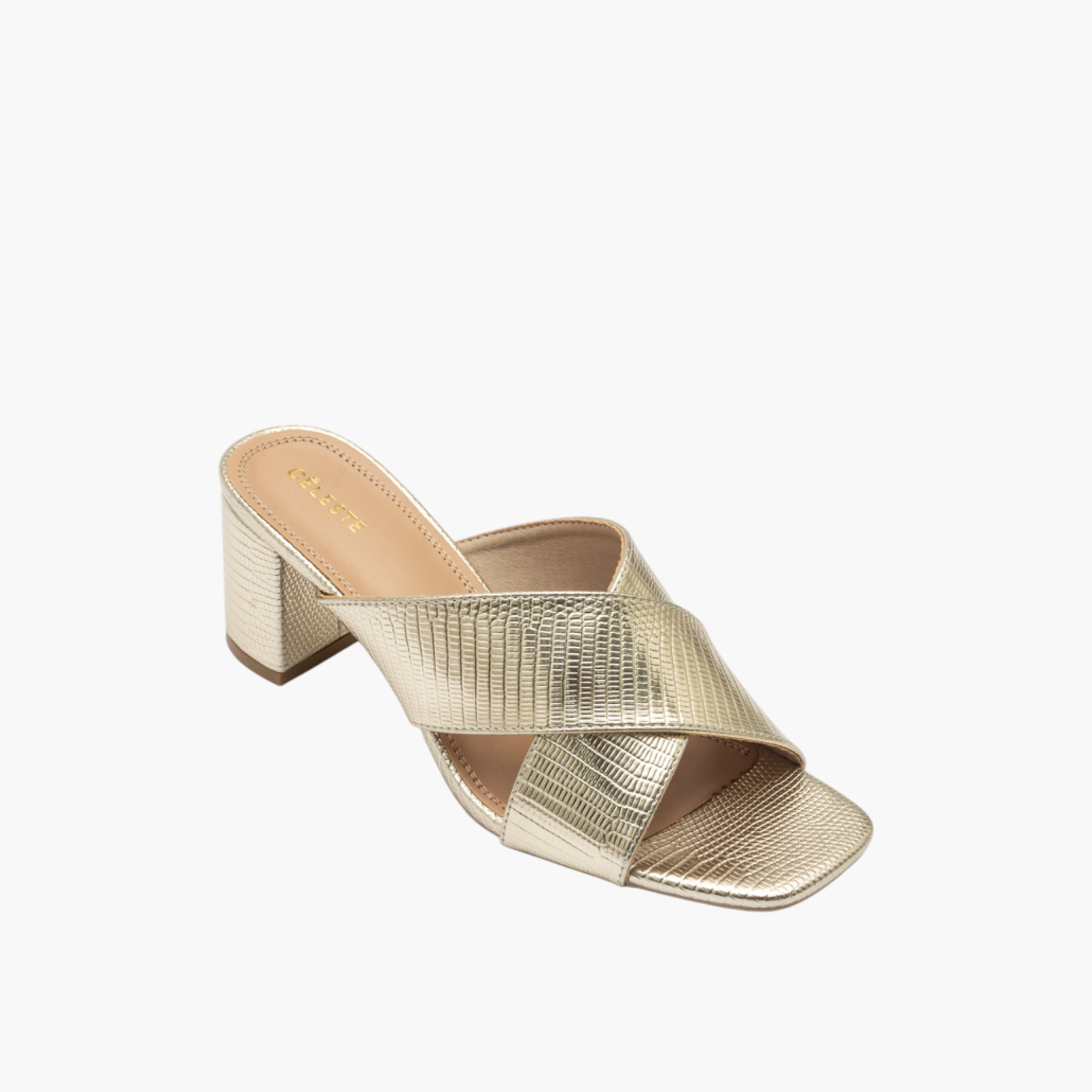 صندل بارز الملمس سهل الارتداء بحزام متقاطع وكعب عريض للنساء من سيليست-women-shoes-sandals-heeled-image-2