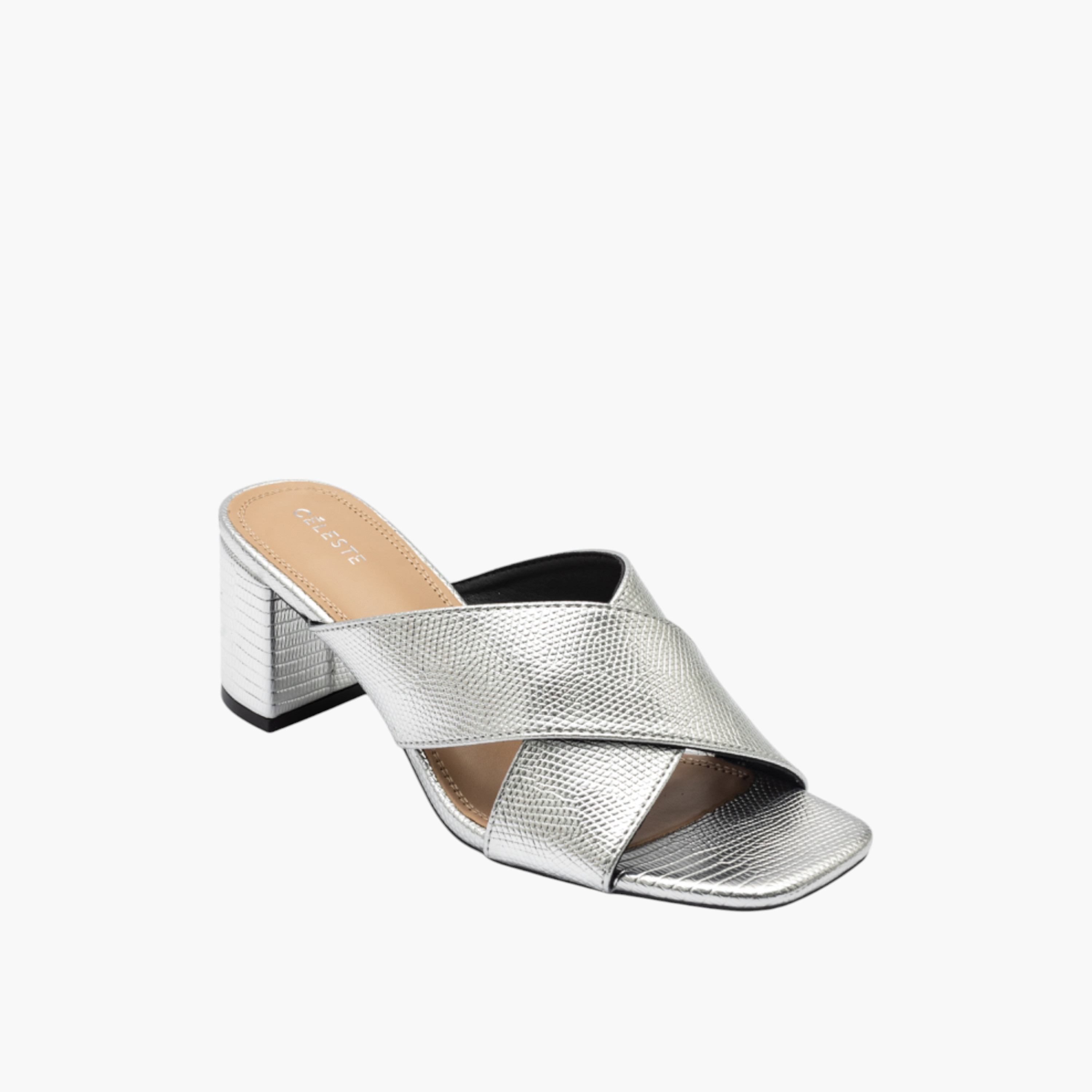صندل بارز الملمس سهل الارتداء بحزام متقاطع وكعب عريض للنساء من سيليست-women-shoes-sandals-heeled-image-2