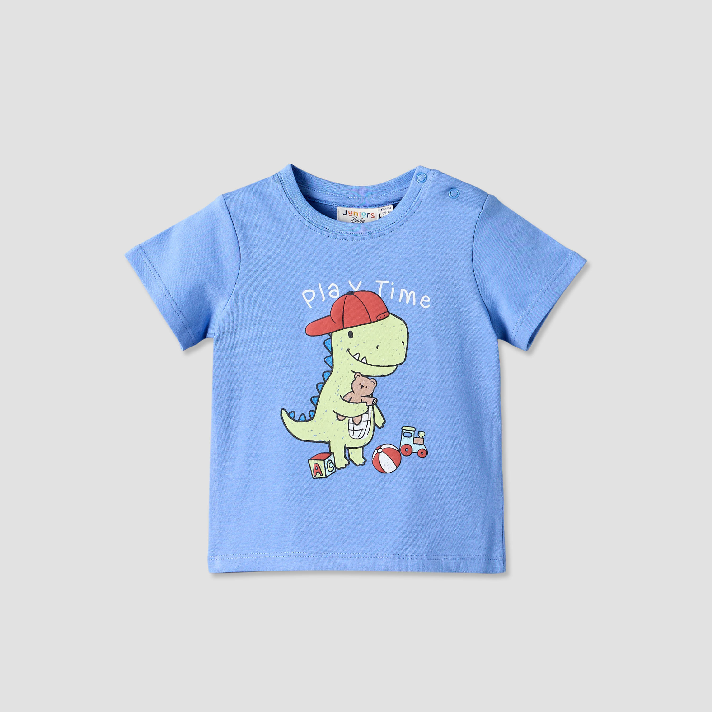Juniors Crew Neck Short Sleeves T-shirt with Dinosaur Print-baby-boys-clothing-tshirtsandpolos-image-1