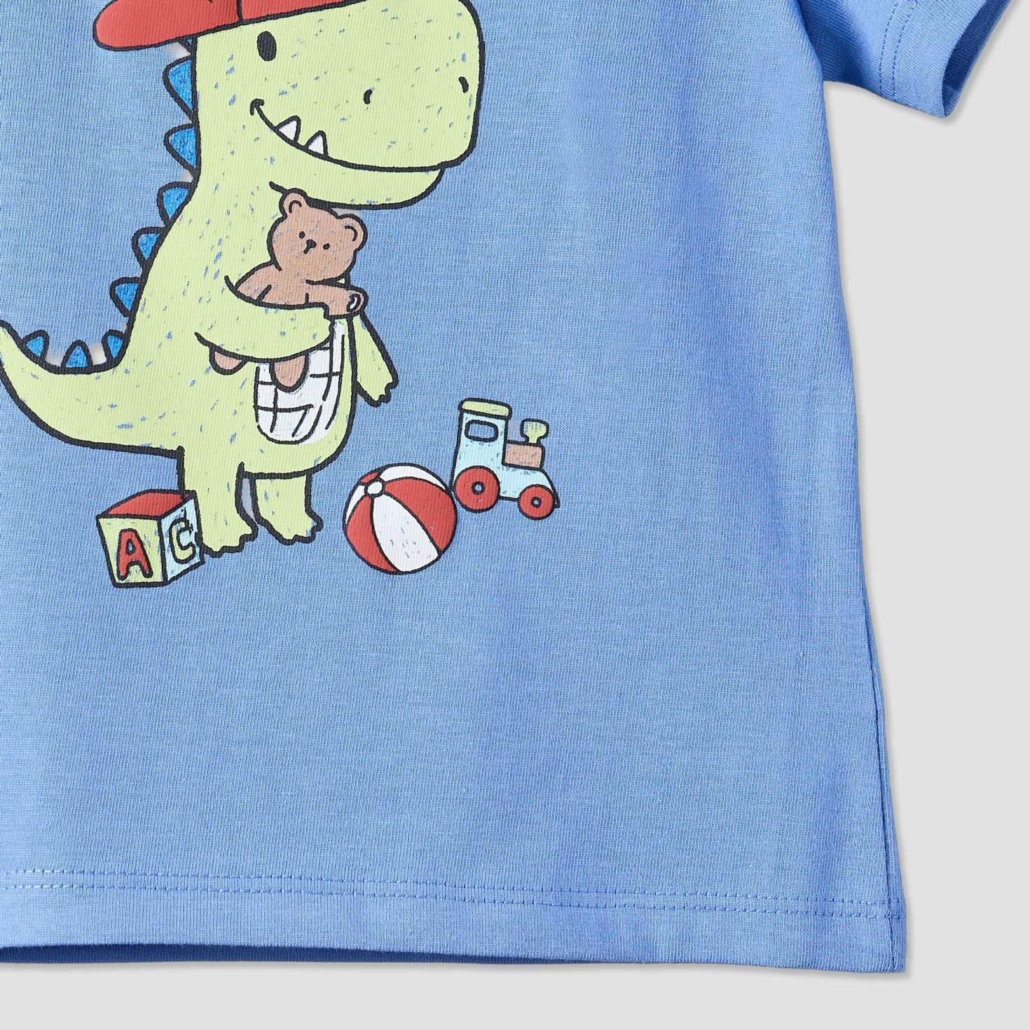Juniors Crew Neck Short Sleeves T-shirt with Dinosaur Print-baby-boys-clothing-tshirtsandpolos-image-4