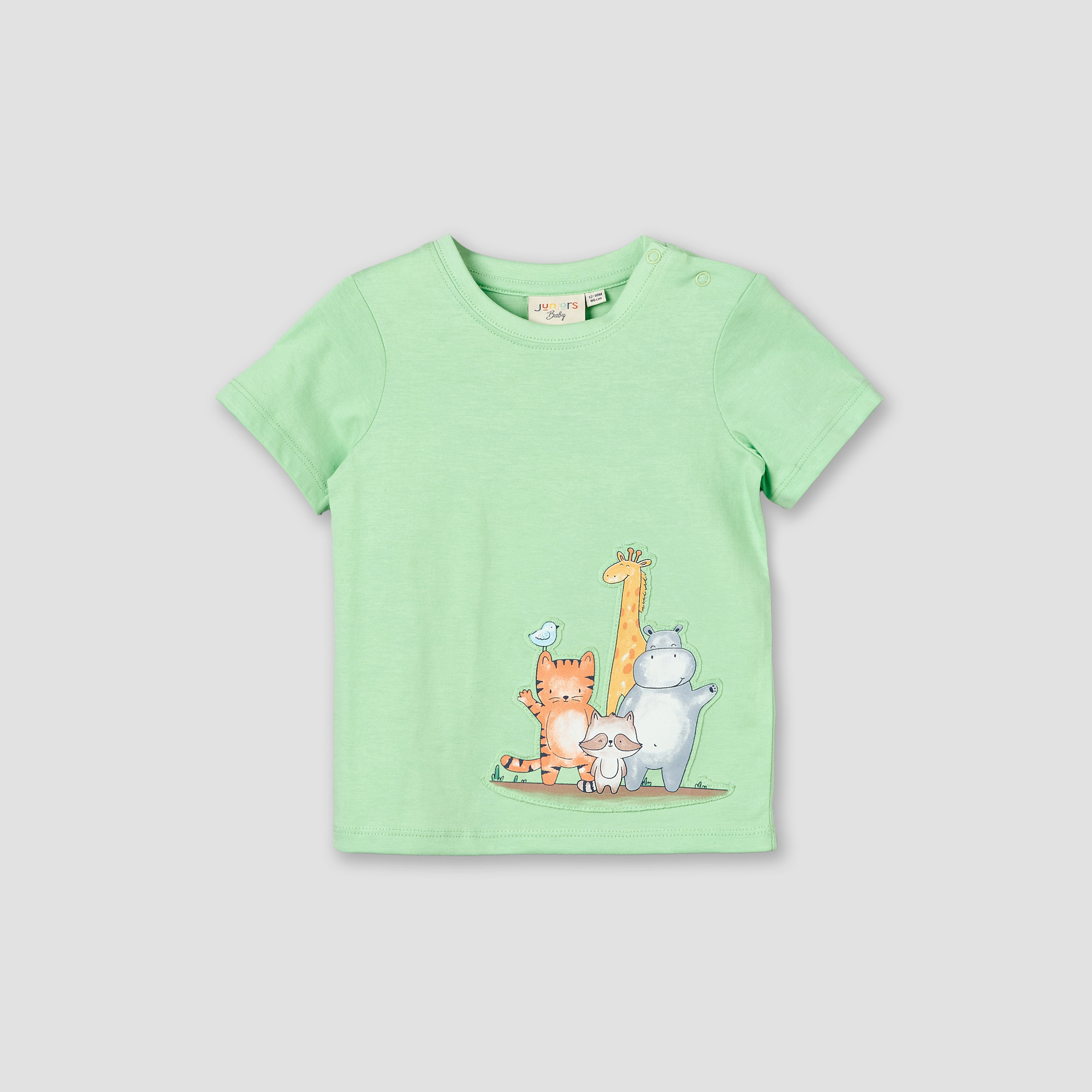 تيشيرت بياقة ضيقة وأكمام قصيرة وطبعات سفاري من جونيورز-baby-boys-clothing-tshirtsandpolos-image-1