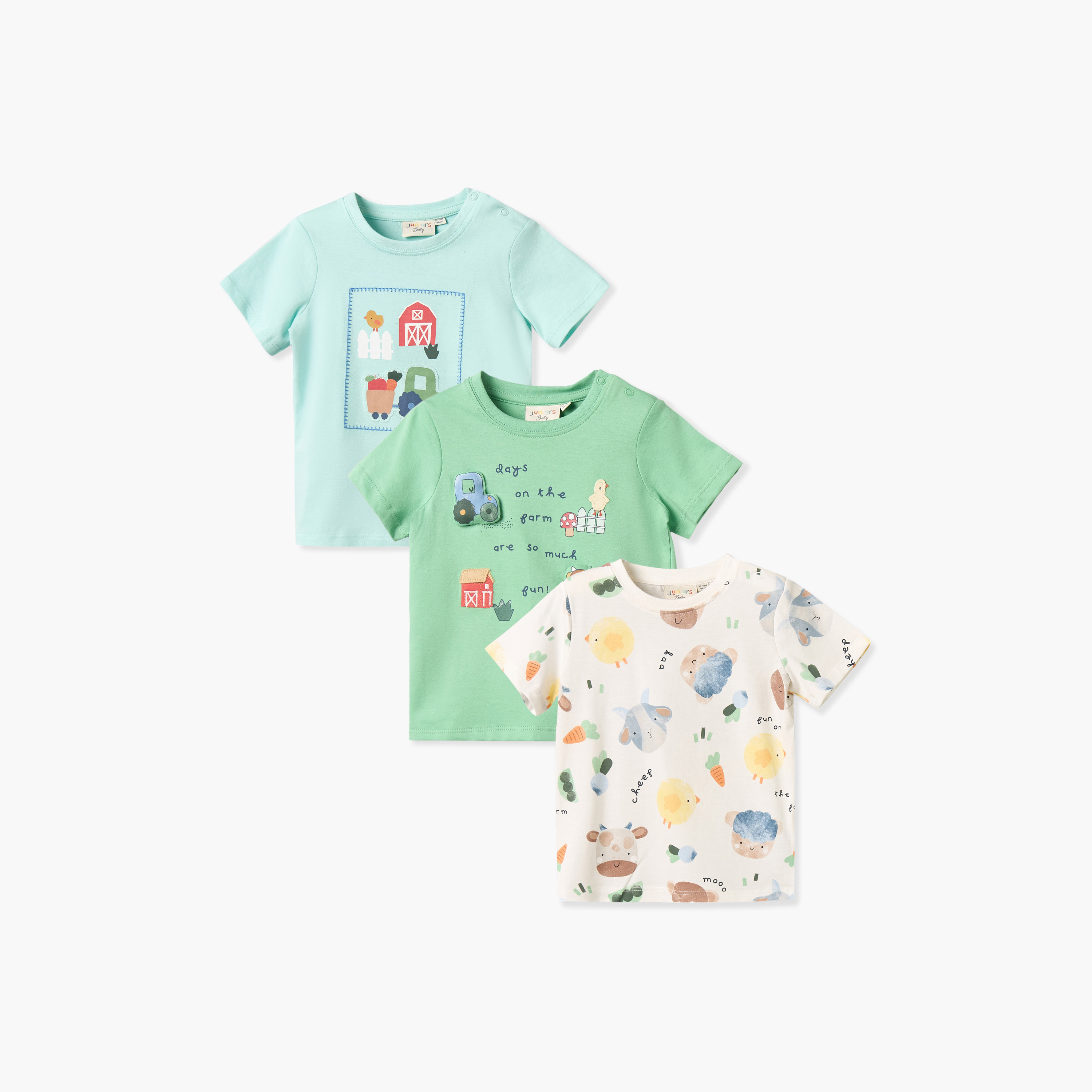 تيشيرتات بطبعات مزرعة وياقة ضيقة وأكمام قصيرة - عبوة 3 قطع-baby-boys-clothing-tshirtsandpolos-image-1
