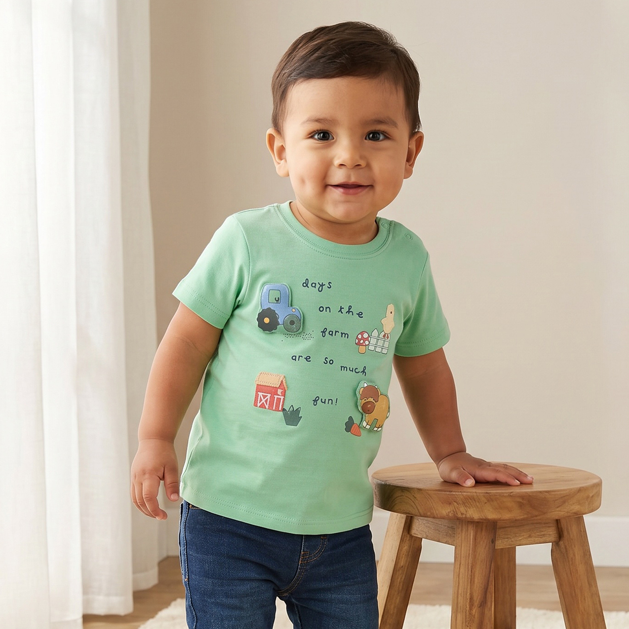 تيشيرتات بطبعات مزرعة وياقة ضيقة وأكمام قصيرة - عبوة 3 قطع-baby-boys-clothing-tshirtsandpolos-image-2