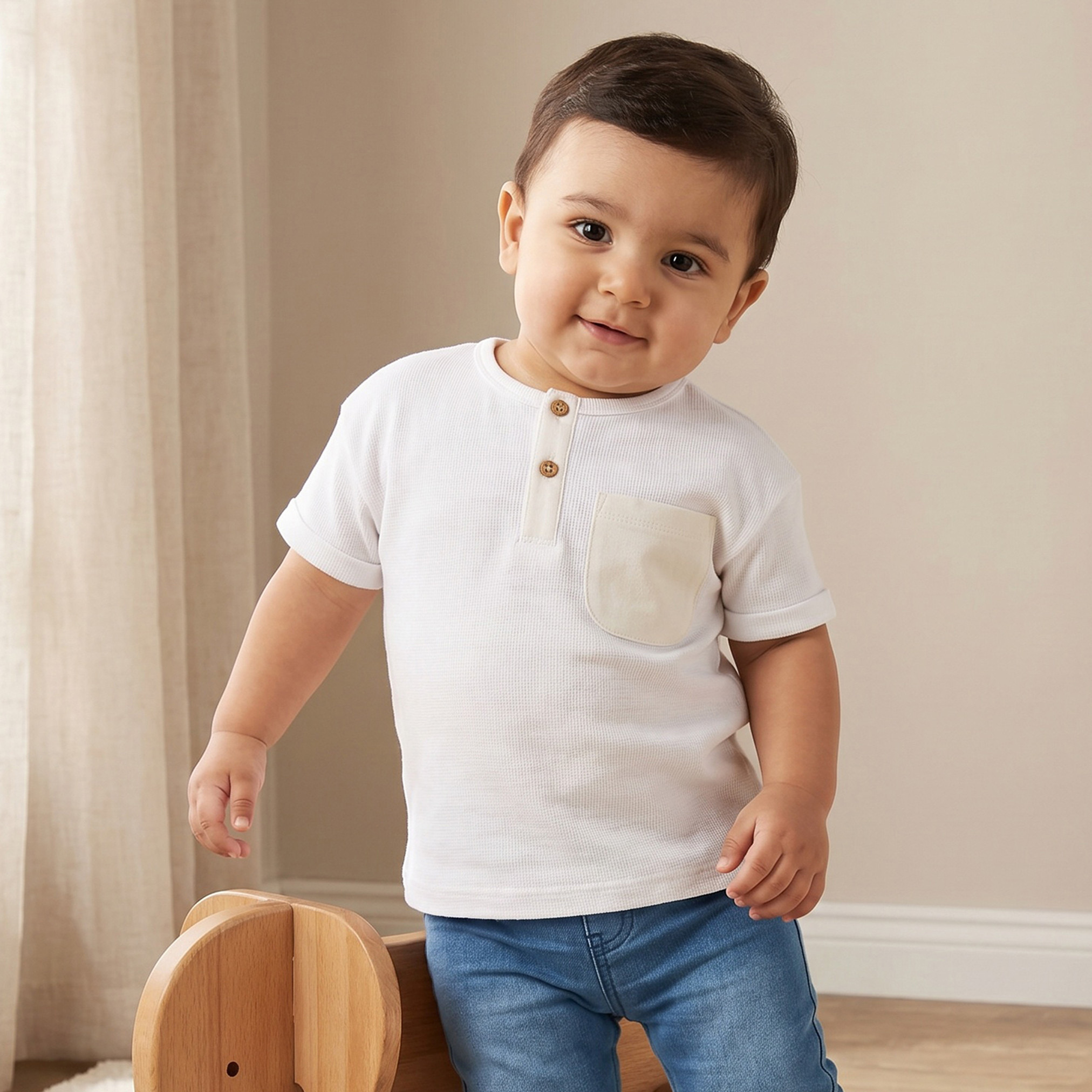 Juniors Henley Neck Short Sleeves T-shirt with Chest Pocket-baby-boys-clothing-tshirtsandpolos-image-1