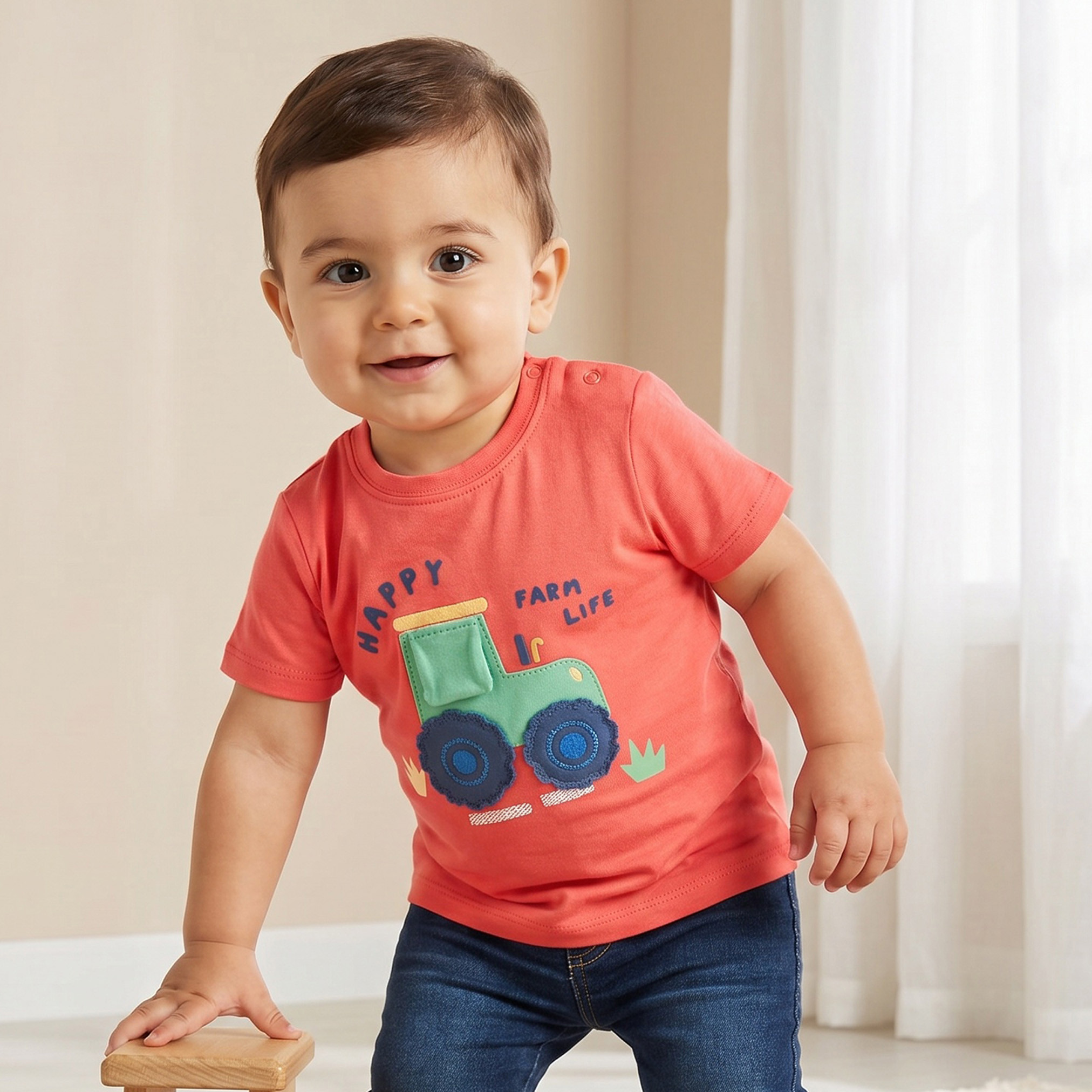 تيشيرتات بطبعات مزرعة وياقة ضيقة وأكمام قصيرة - عبوة 3 قطع-baby-boys-clothing-tshirtsandpolos-image-2