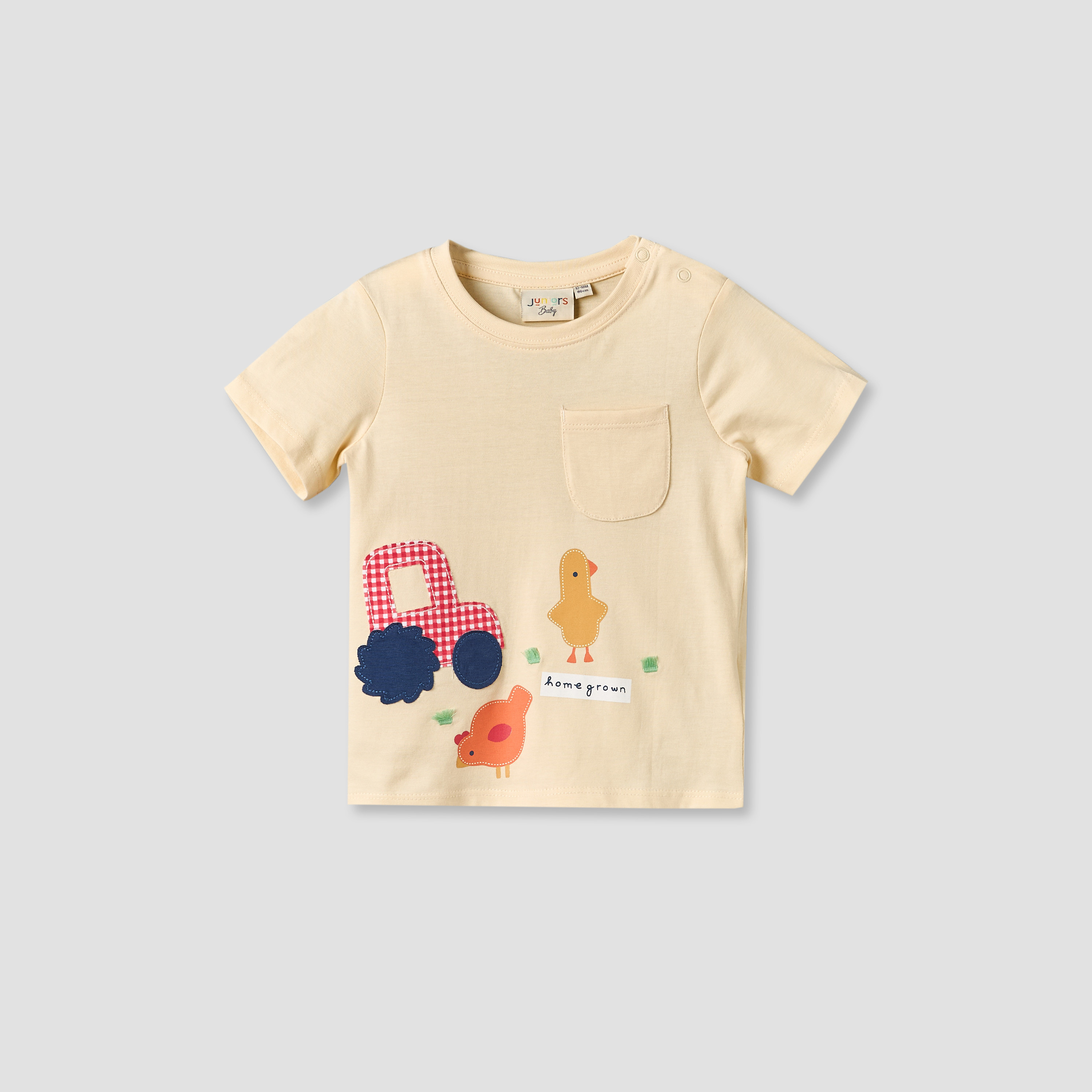 Pack of 3 Juniors Round Neck Short Sleeves T-shirt with Farm Print-baby-boys-clothing-tshirtsandpolos-image-2
