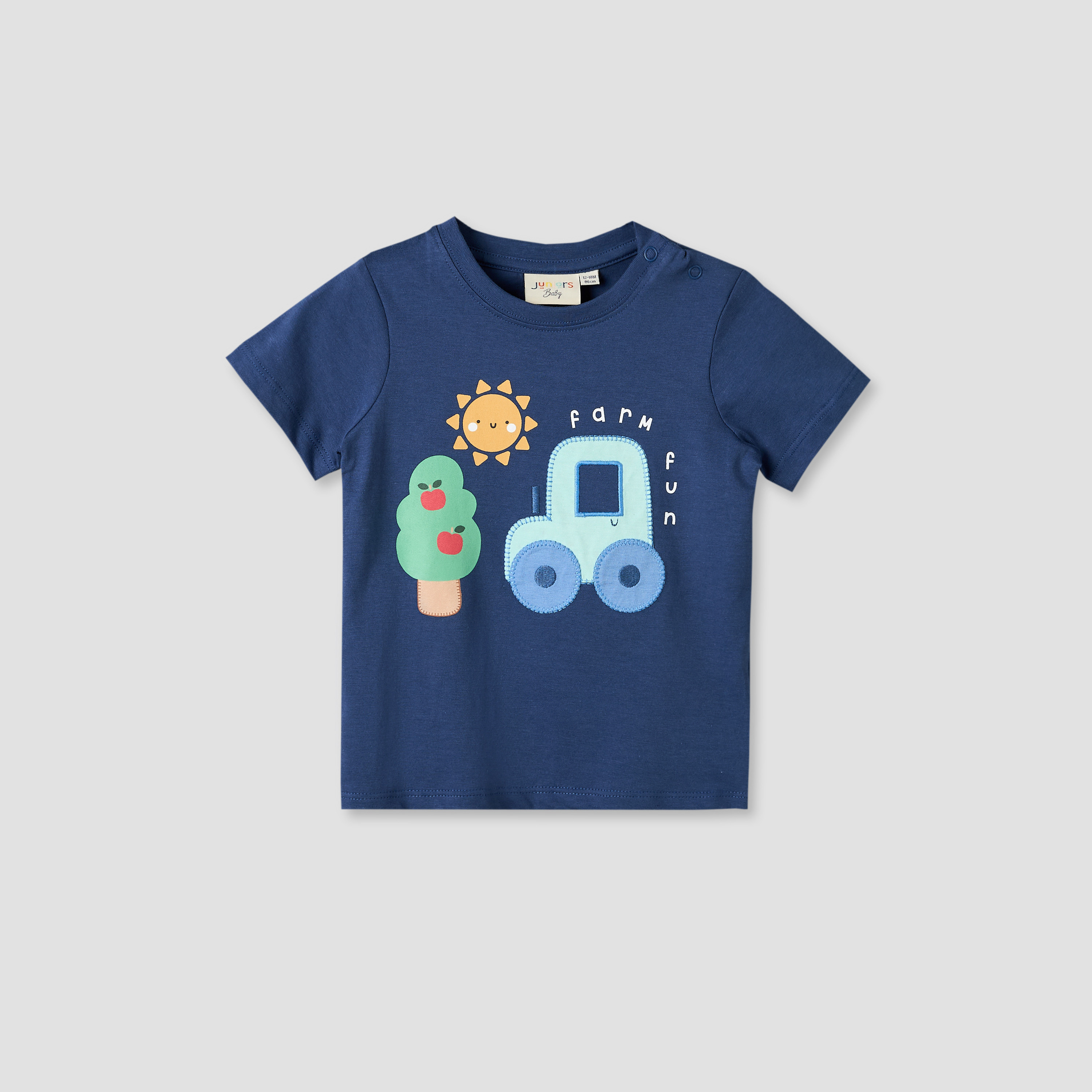 Pack of 3 Juniors Round Neck Short Sleeves T-shirt with Farm Print-baby-boys-clothing-tshirtsandpolos-image-2