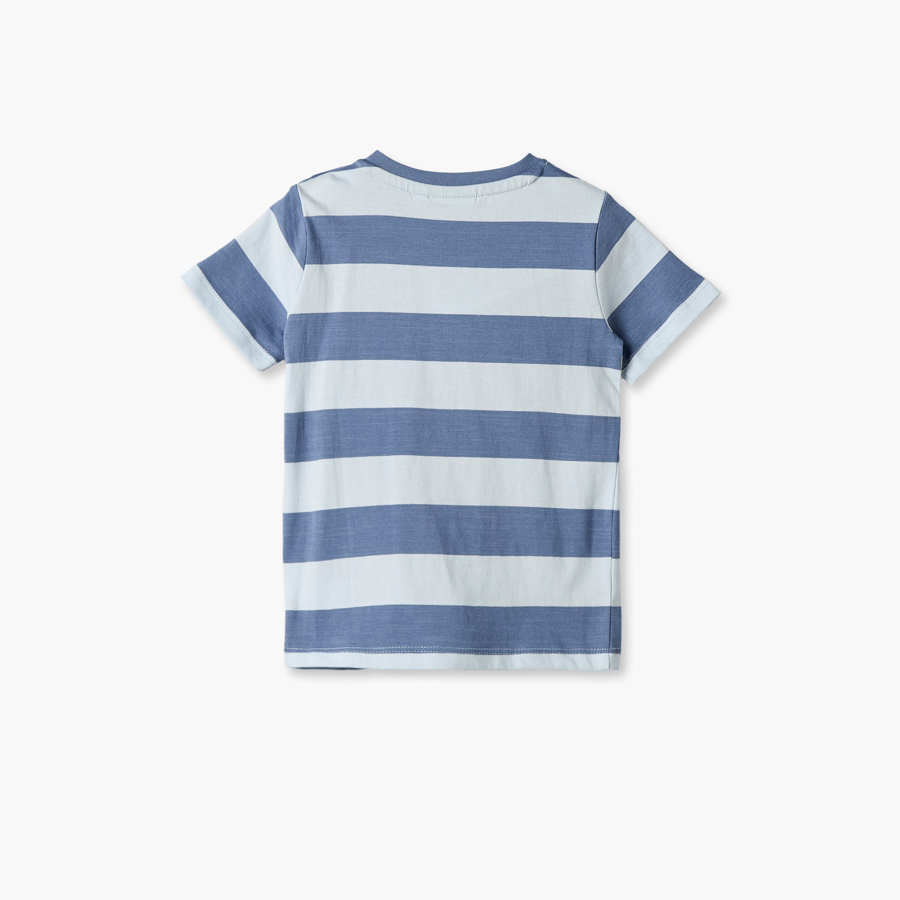 Juniors Crew Neck Short Sleeves T-shirt with Bear Striped Print-baby-boys-clothing-shirts-image-3
