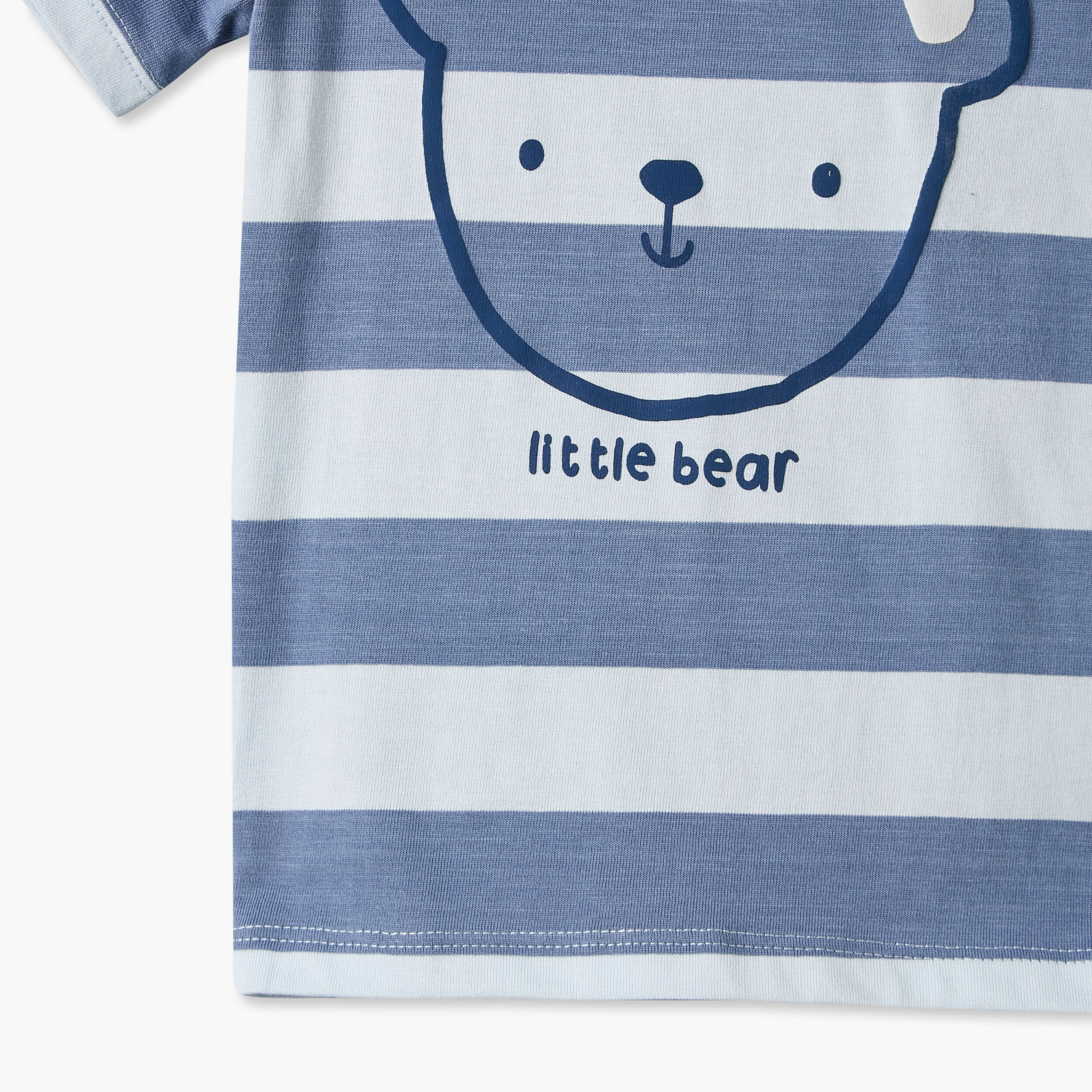 Juniors Crew Neck Short Sleeves T-shirt with Bear Striped Print-baby-boys-clothing-shirts-image-5