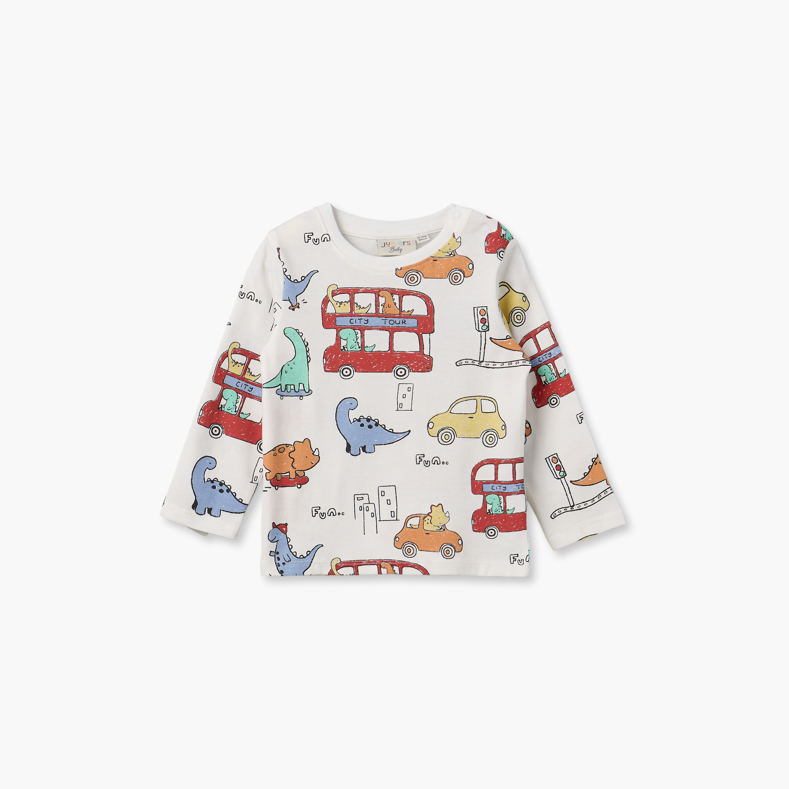 تيشيرت بأكمام طويلة وطبعات شاحنات وياقة ضيقة من جونيورز-baby-boys-clothing-tshirtsandpolos-image-2