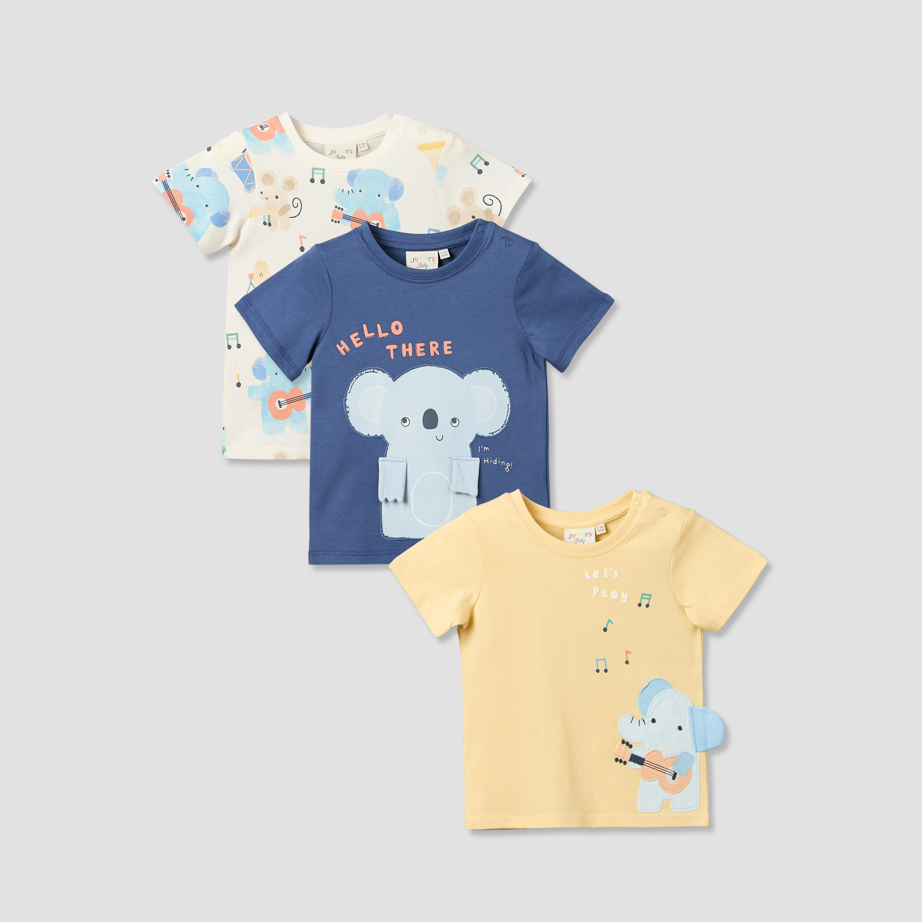 Pack of 3 Juniors Round Neck Short Sleeves T-shirt with Music Print-baby-boys-clothing-tshirtsandpolos-image-1