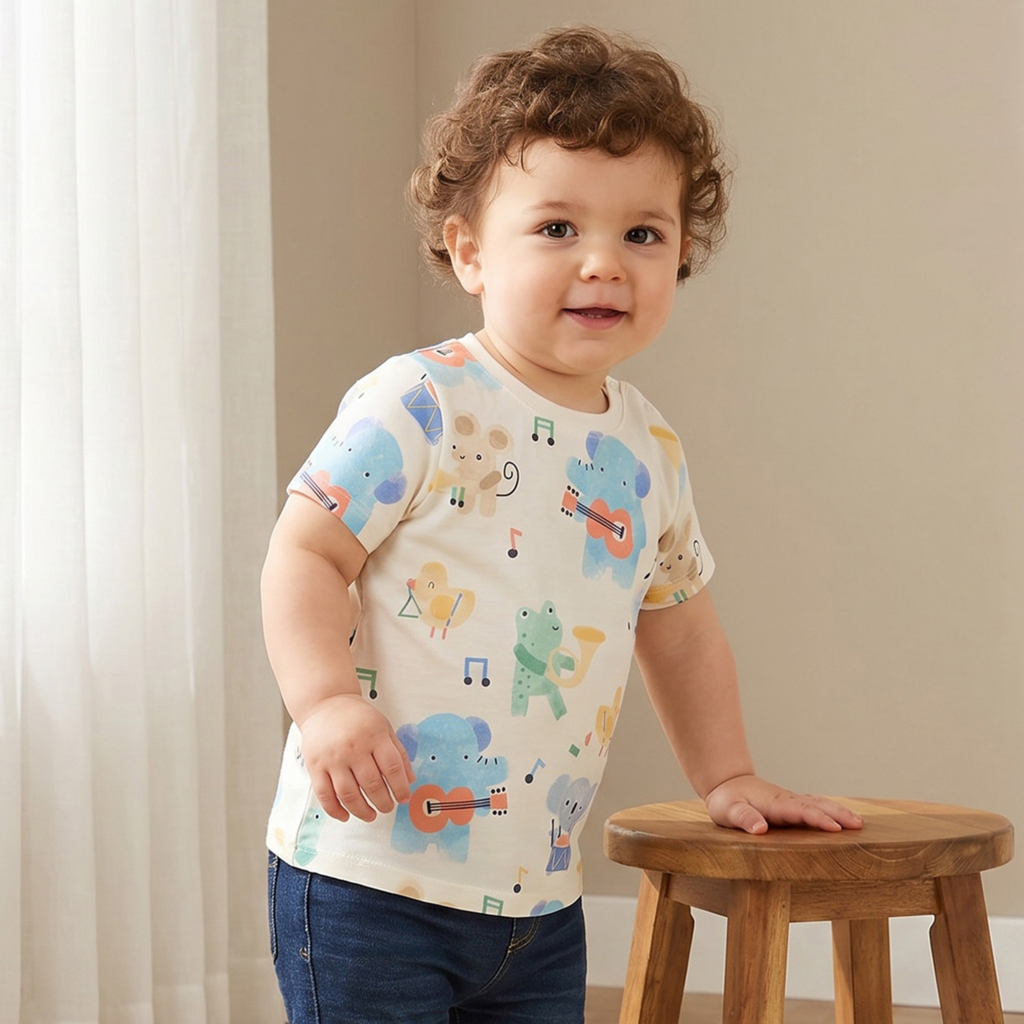 Pack of 3 Juniors Round Neck Short Sleeves T-shirt with Music Print-baby-boys-clothing-tshirtsandpolos-image-2