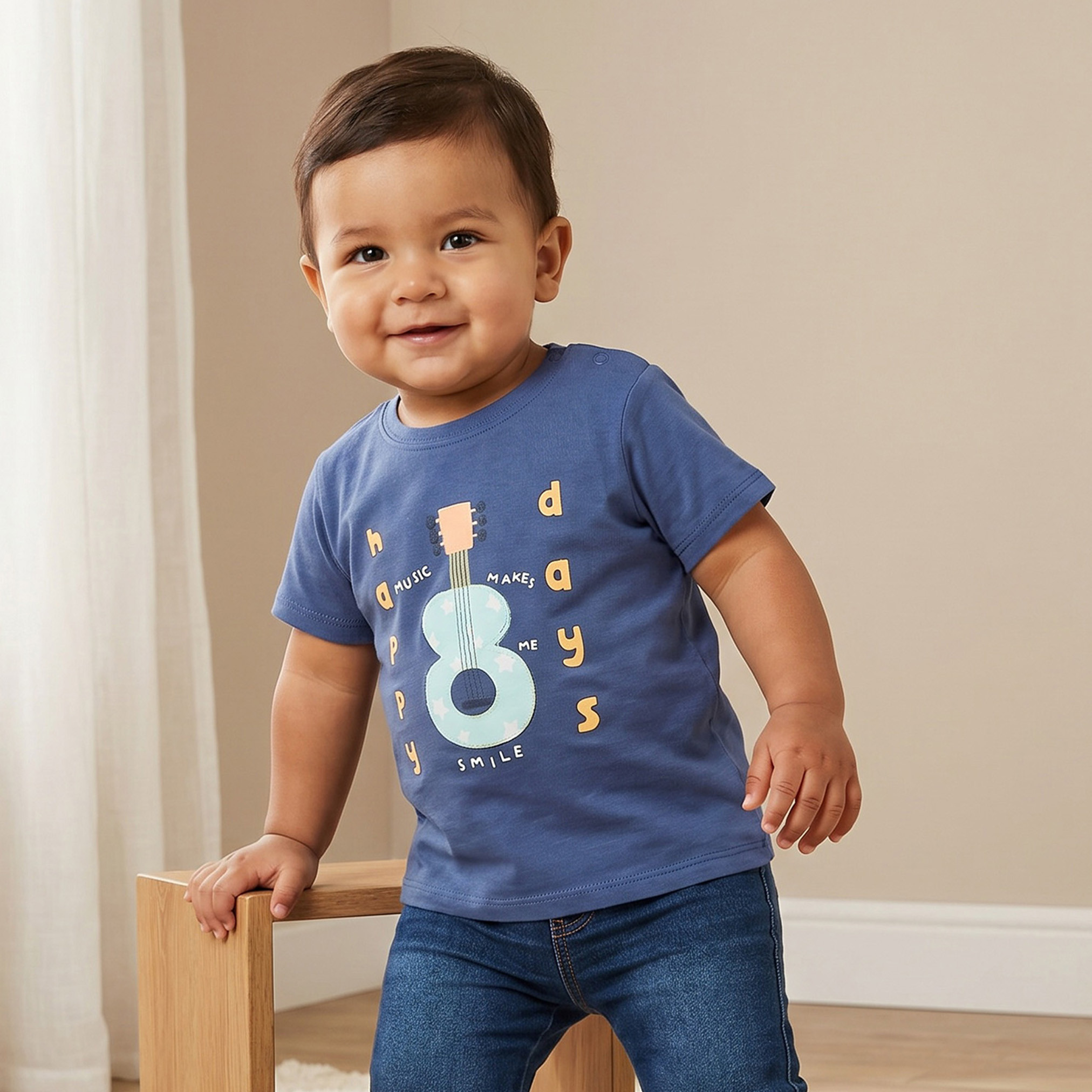Pack of 3 Juniors Round Neck Short Sleeves T-shirt with Music Print-baby-boys-clothing-tshirtsandpolos-image-2