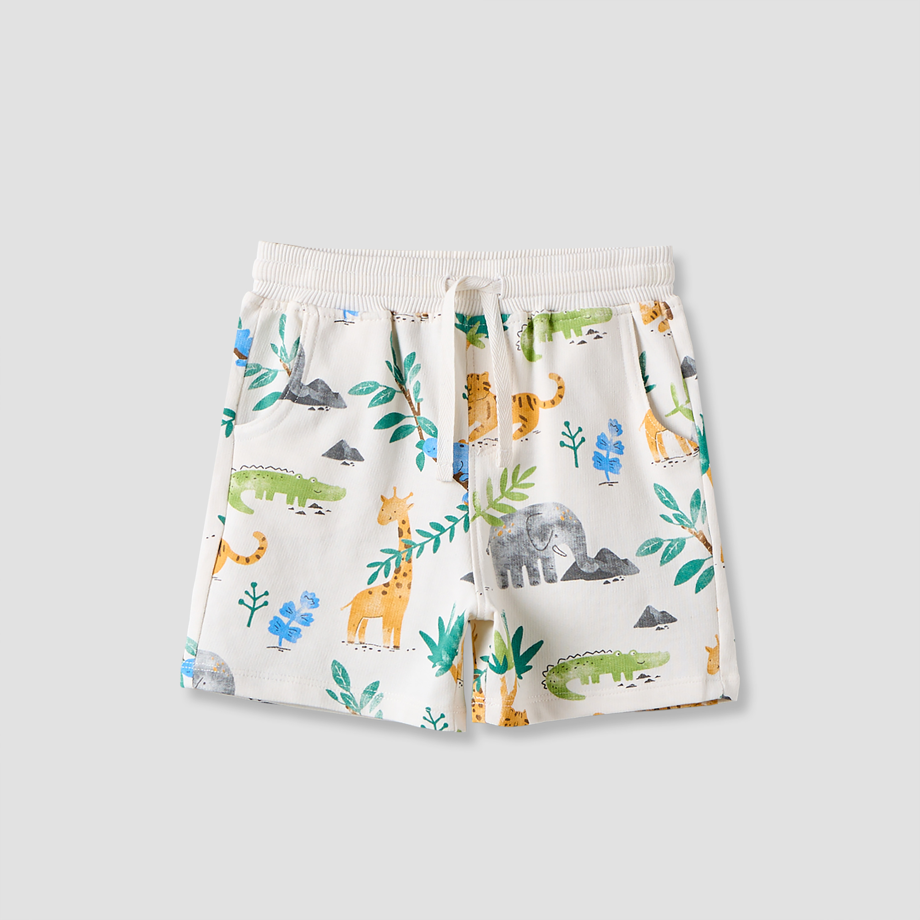 Juniors Knee Length Elasticated Drawstring Shorts with Safari Print-baby-boys-clothing-bottoms-shorts-image-1