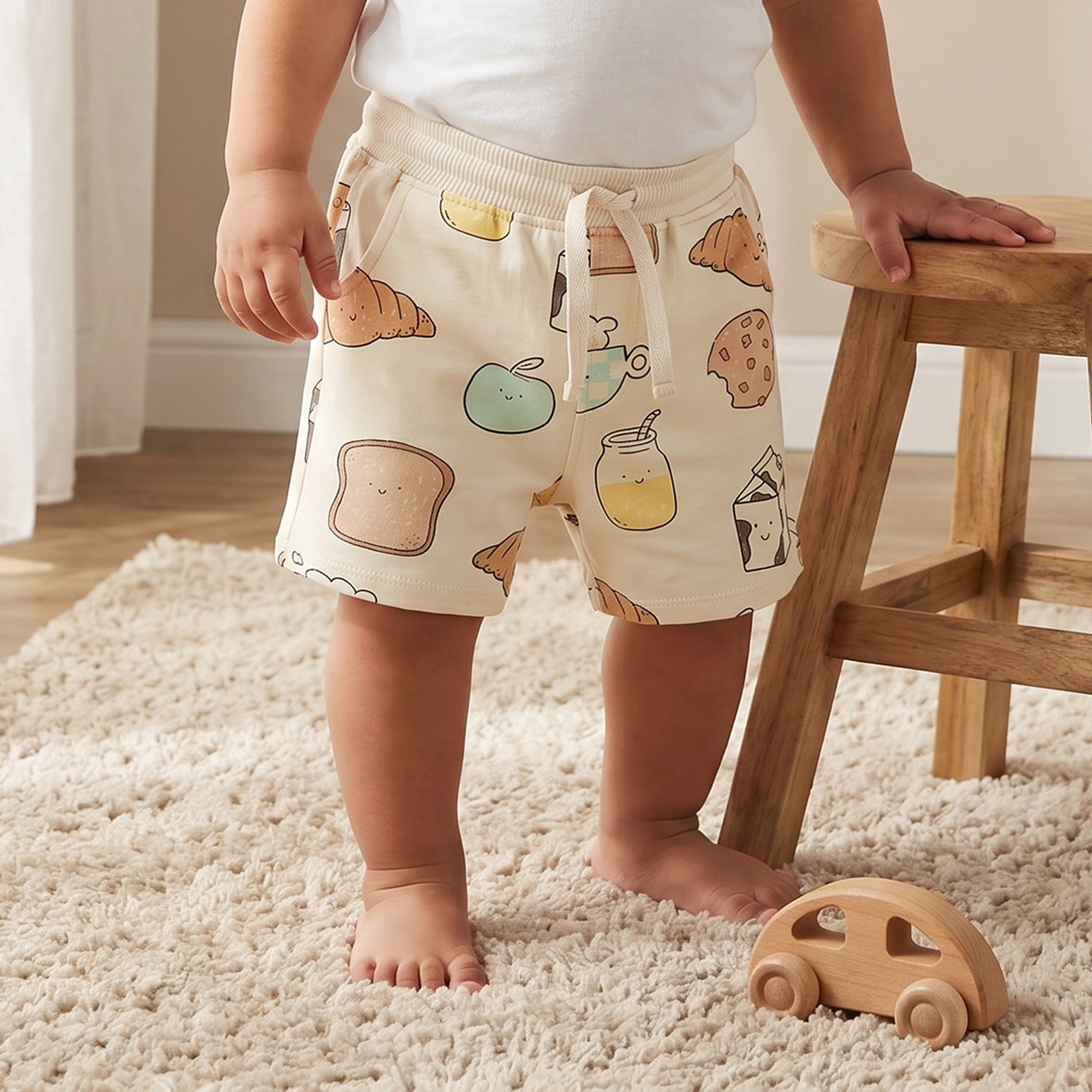 Juniors Knee Length Drawstring Waistband Shorts with Food Print-baby-boys-clothing-bottoms-shorts-image-1