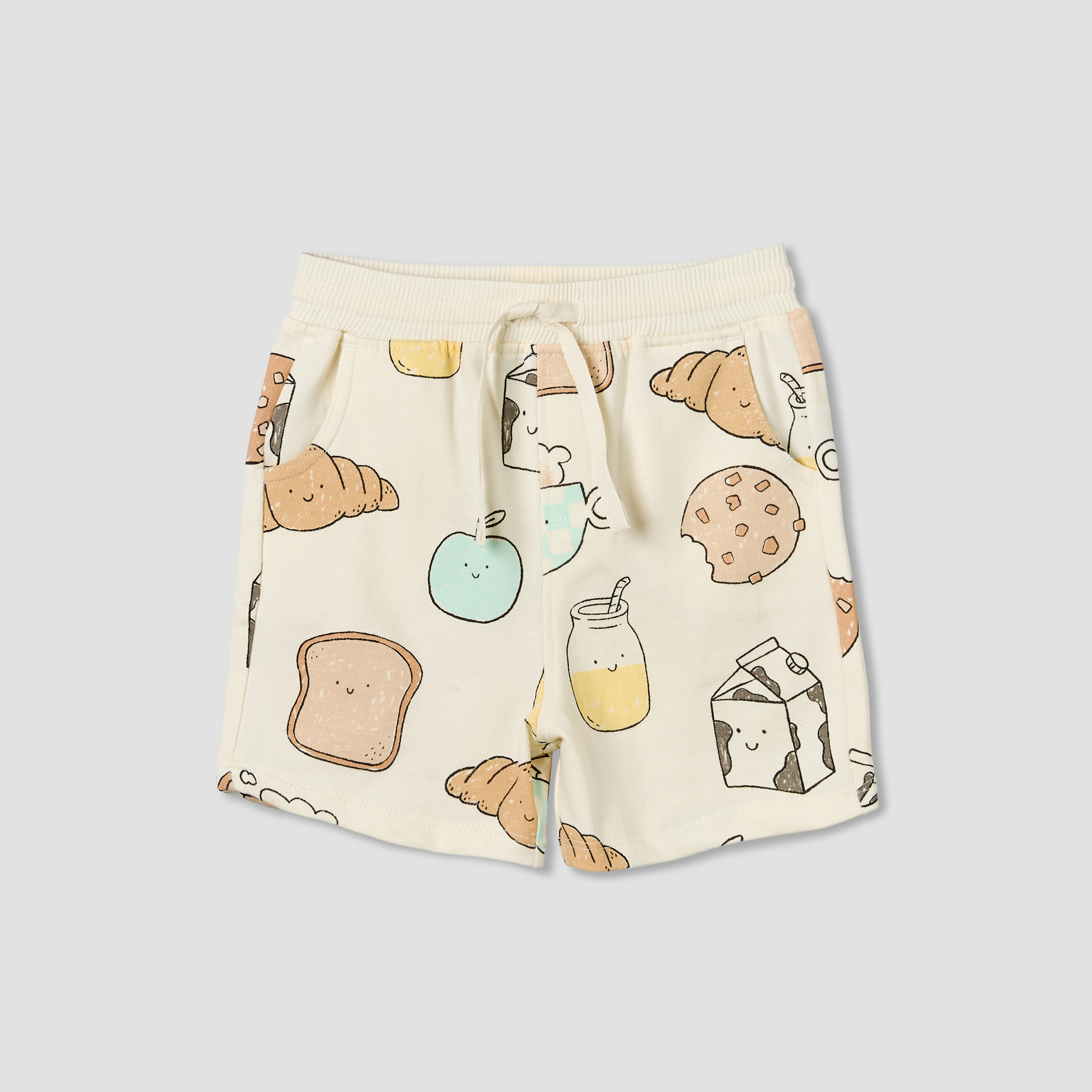 Juniors Knee Length Drawstring Waistband Shorts with Food Print-baby-boys-clothing-bottoms-shorts-image-2