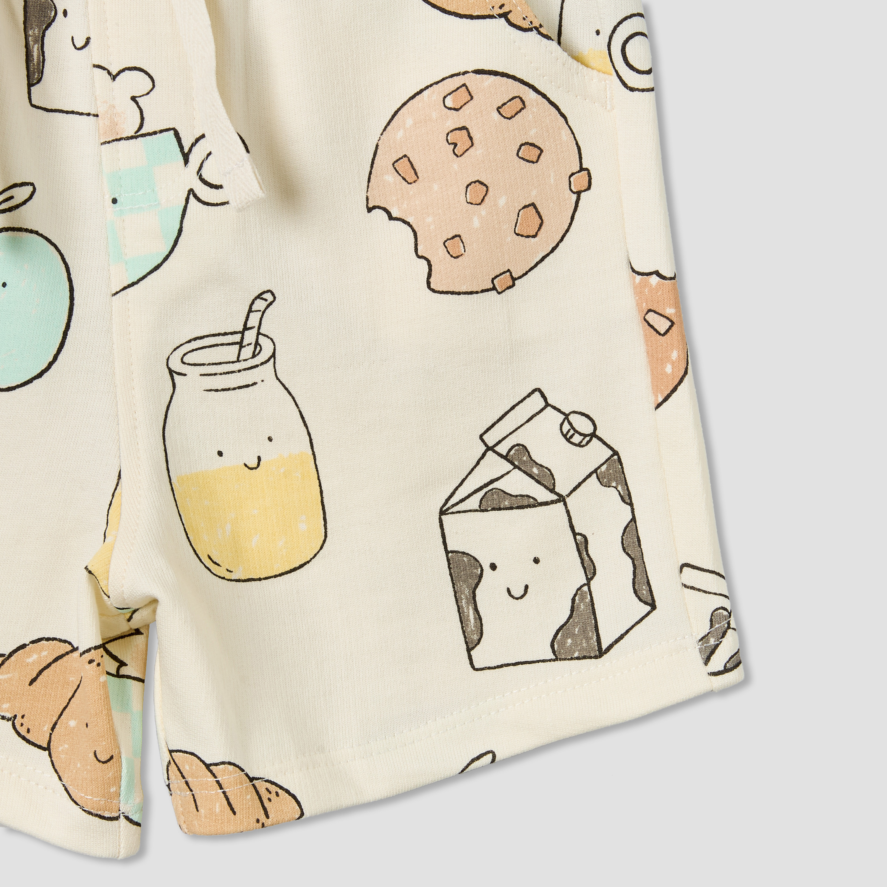 Juniors Knee Length Drawstring Waistband Shorts with Food Print-baby-boys-clothing-bottoms-shorts-image-5