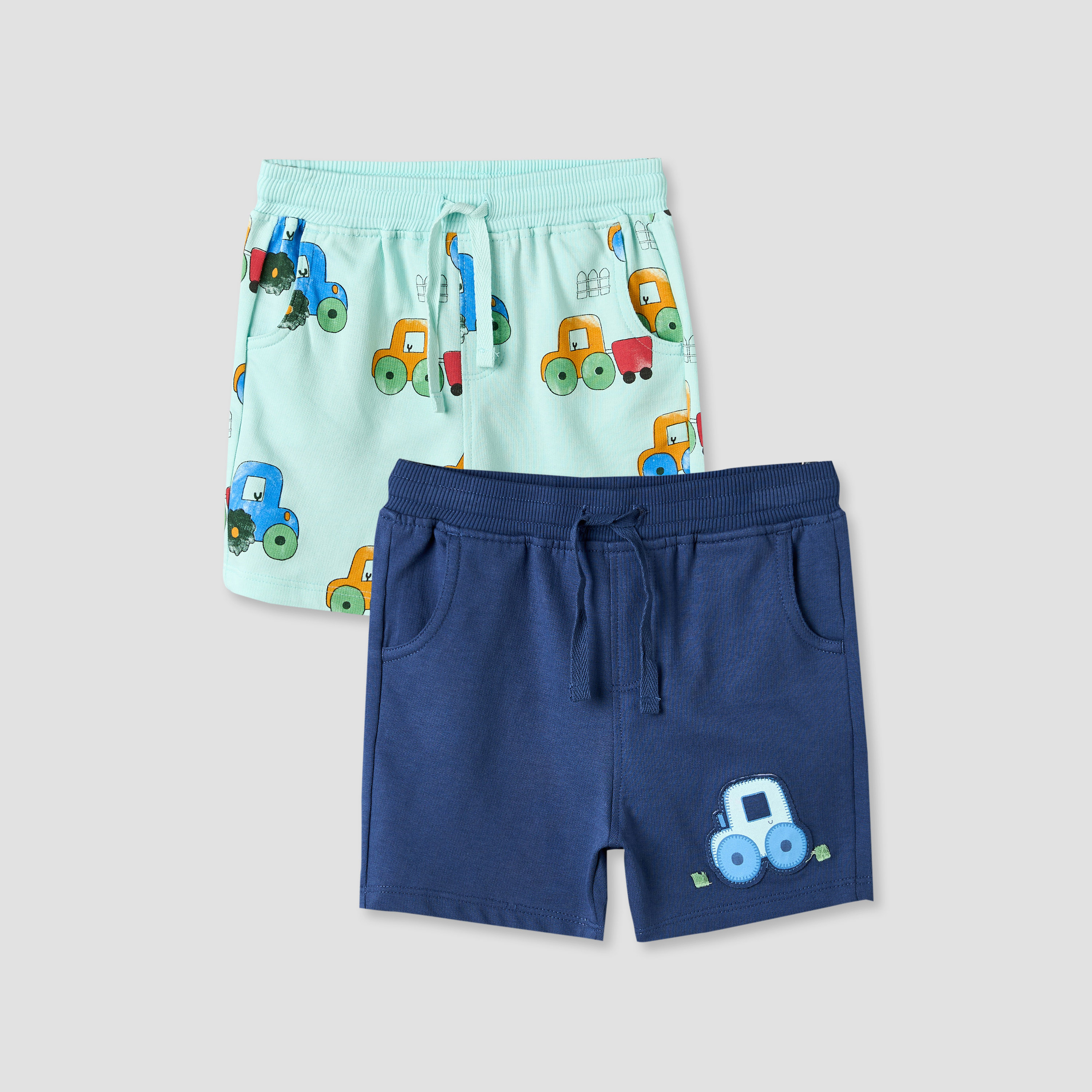طقم شورت بطول الركبة بخصر برباط وطبعات مركبات من قطعتين من جونيورز-baby-boys-clothing-bottoms-shorts-image-1