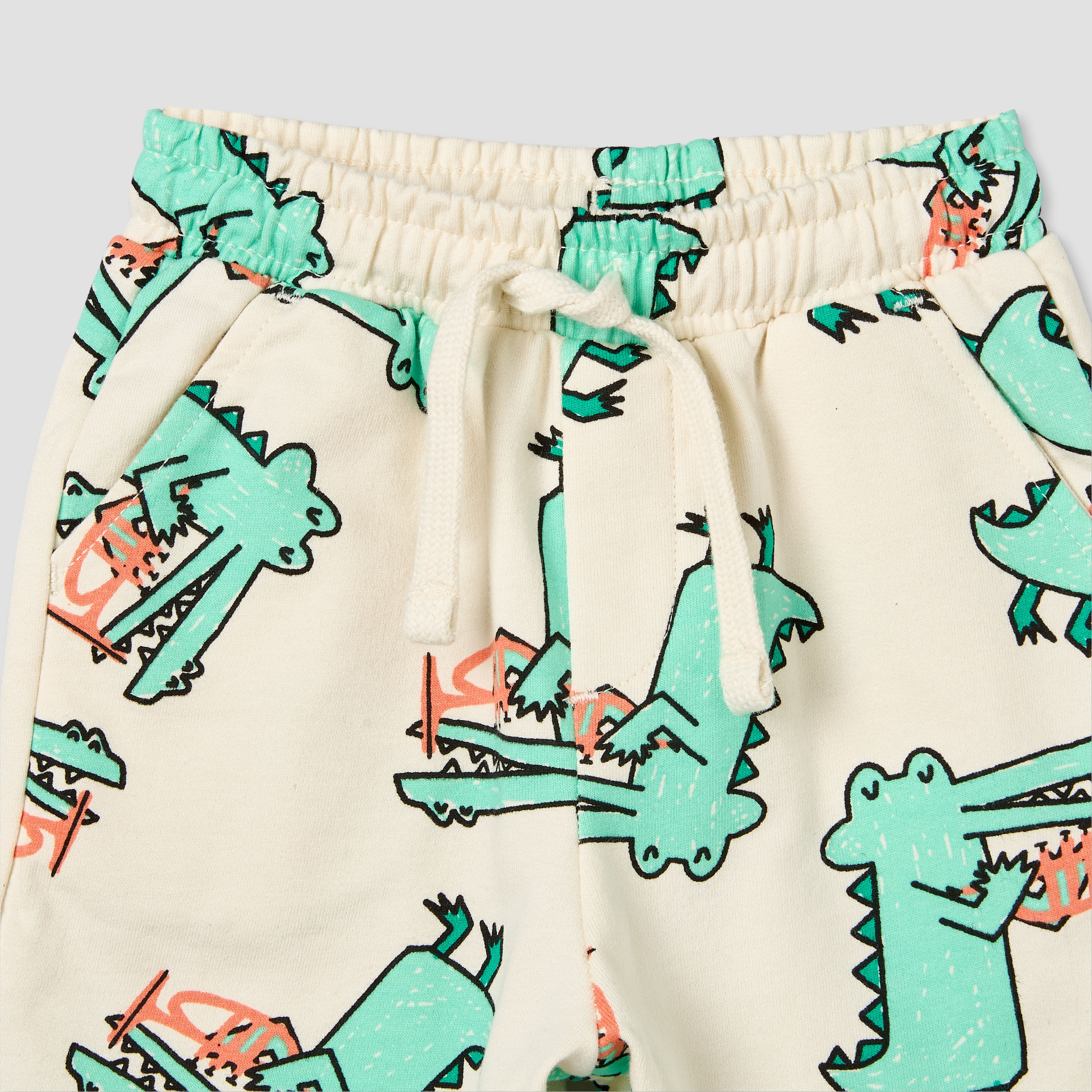 Juniors Knee Length Elasticated Waistband Shorts with Crocodile Print-baby-boys-clothing-bottoms-shorts-image-3