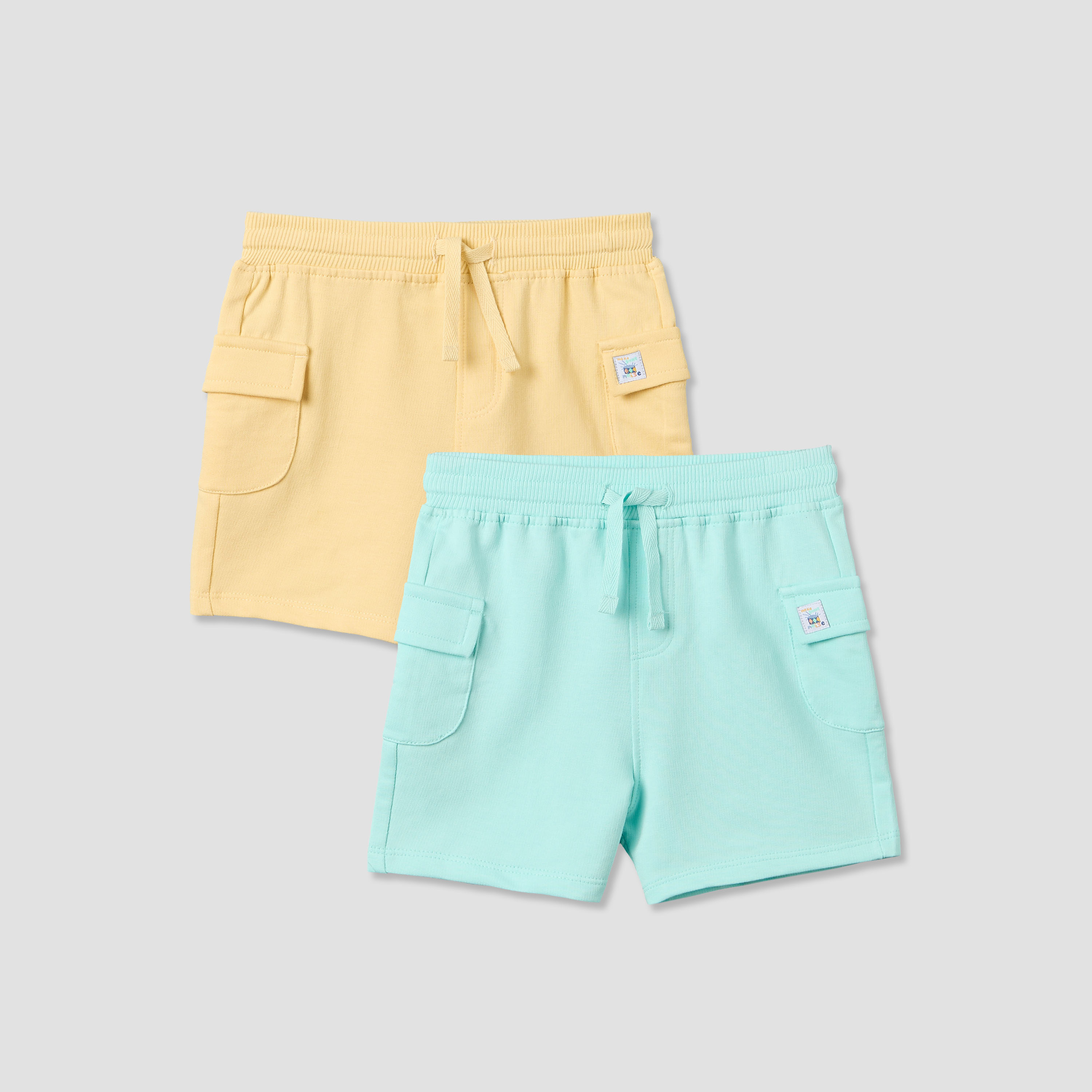 طقم من 2 - شورت طول الركبة برباط خصر وجيوب طي من جونيورز-baby-boys-clothing-bottoms-shorts-image-1