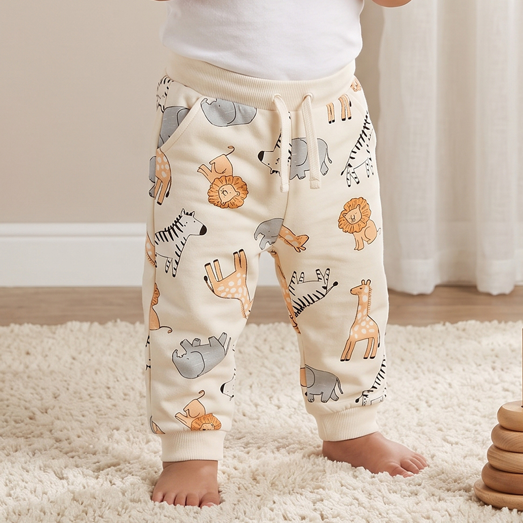 Juniors Drawstring Waist Joggers with Safari Print-baby-boys-clothing-bottoms-joggersandtrackpants-image-1